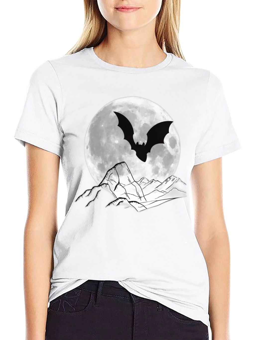 Bat Moon Graphic T-Shirt - Spooky Halloween Tee