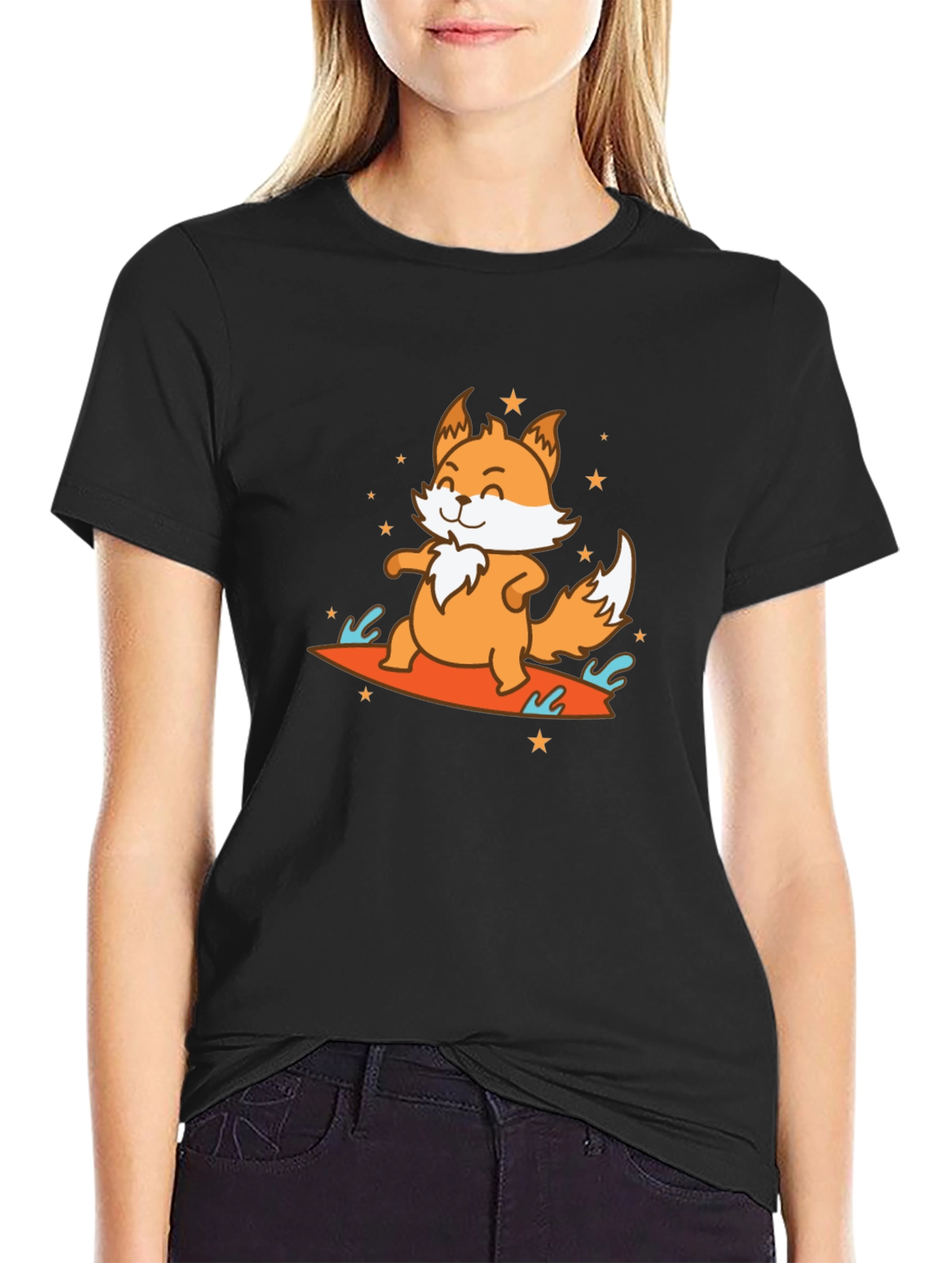Surfing Fox Graphic Tee - Fun Animal T-Shirt