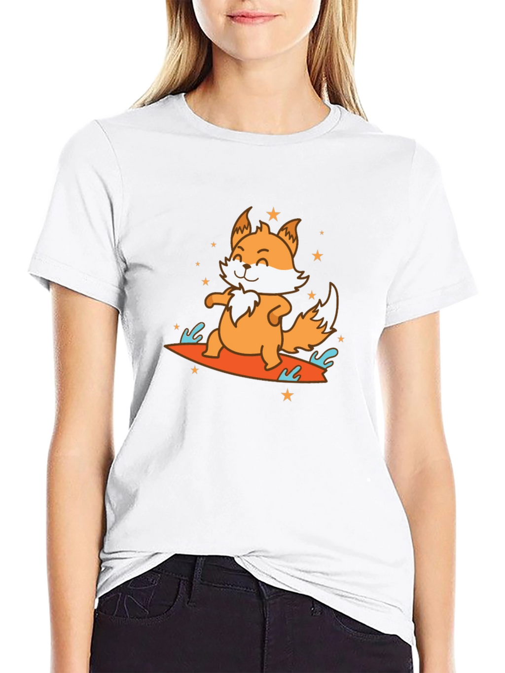 Surfing Fox Graphic Tee - Fun Animal T-Shirt