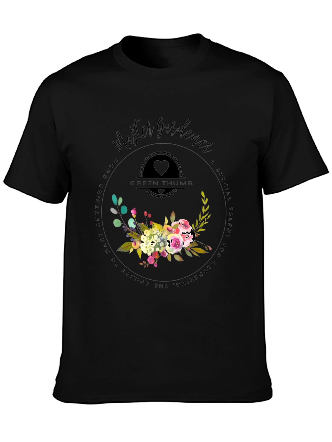 Master Gardener T-Shirt - Green Thumb Floral Design