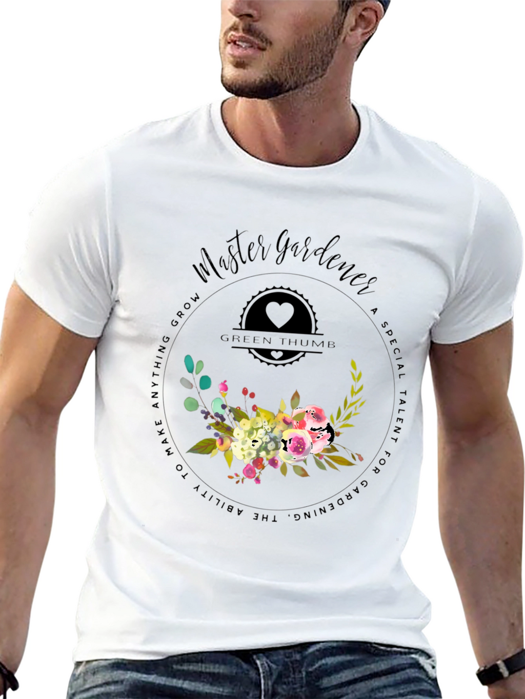 Master Gardener T-Shirt - Green Thumb Floral Design