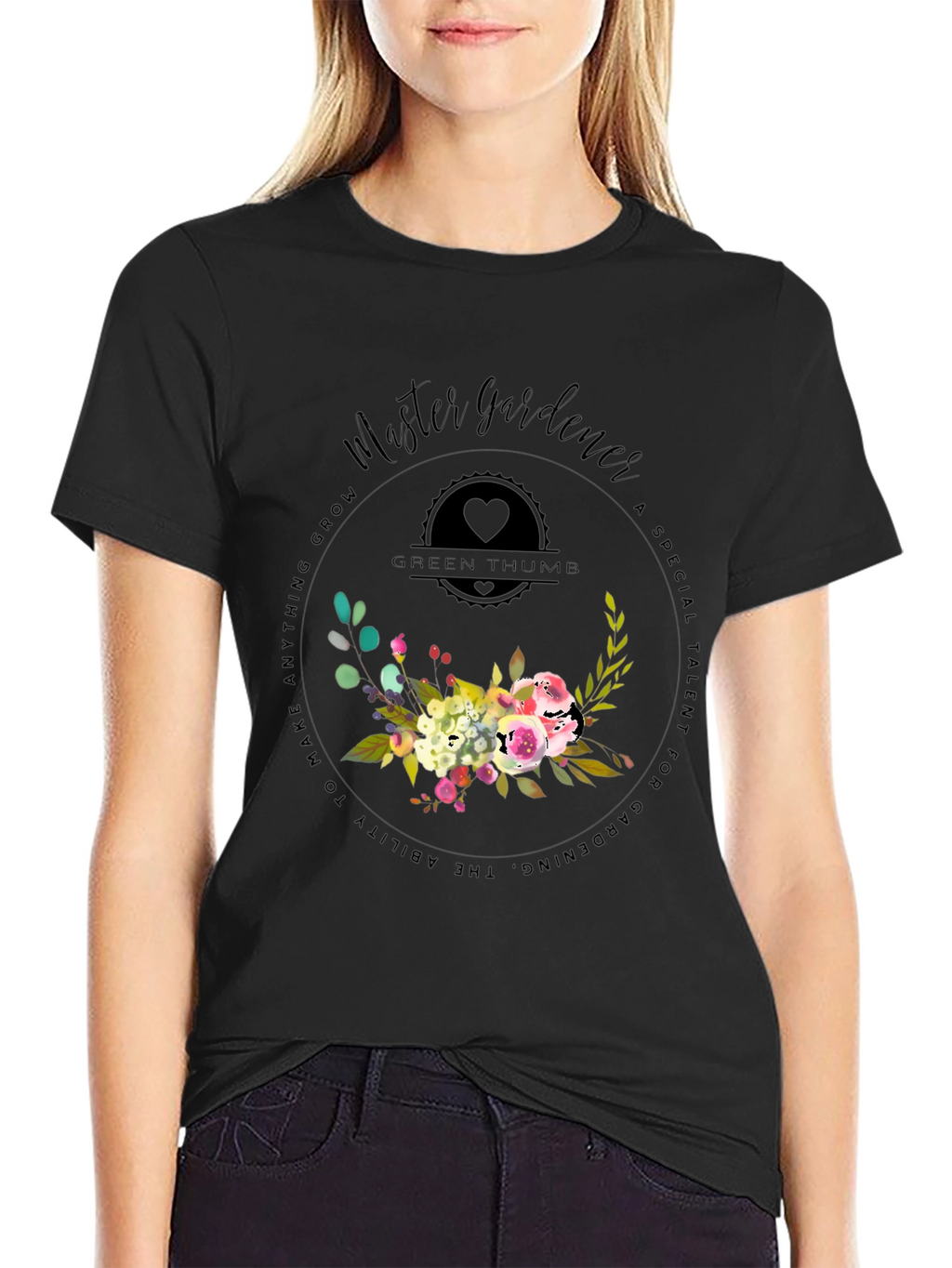 Master Gardener T-Shirt - Green Thumb Floral Design