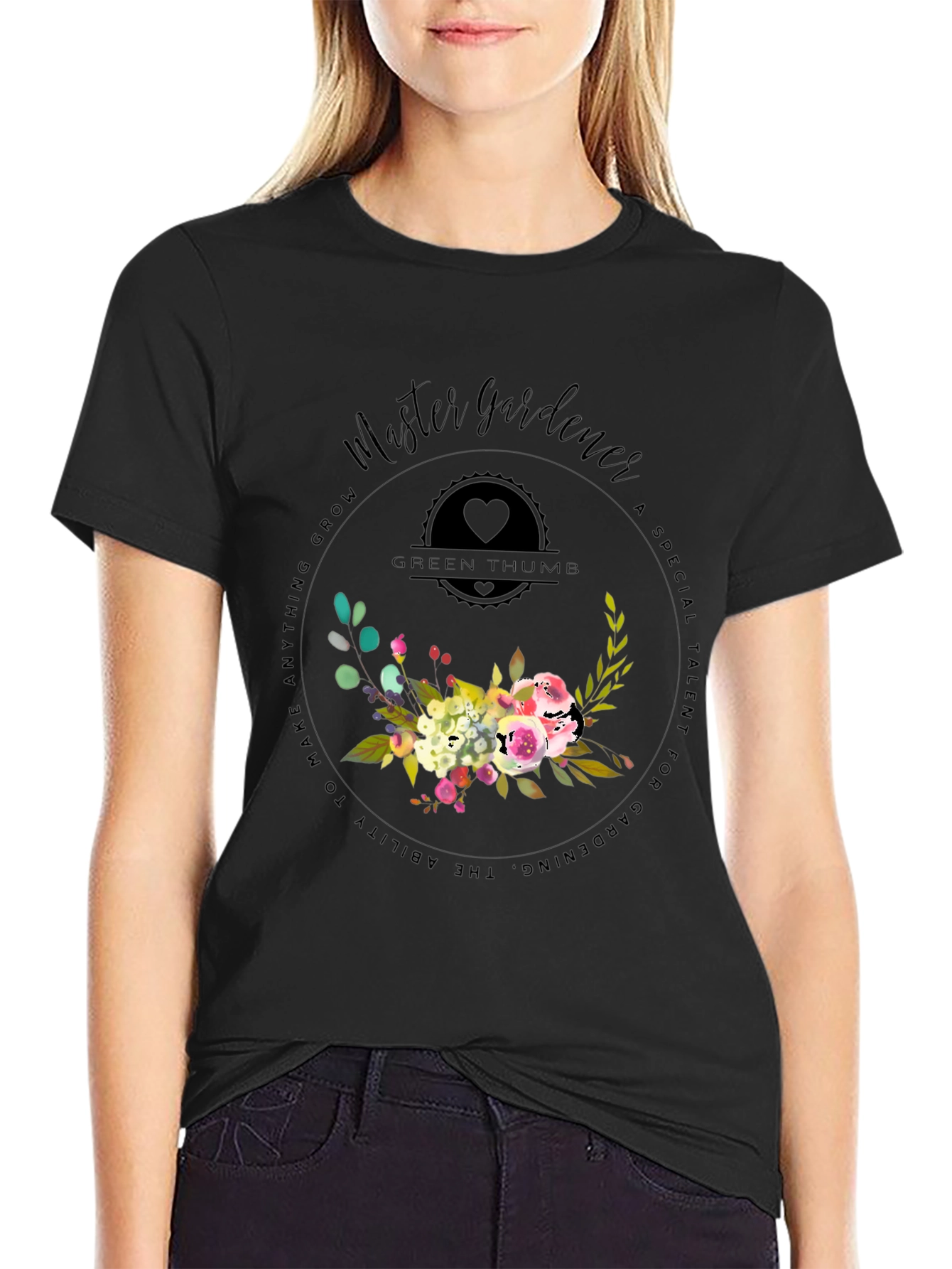 Master Gardener T-Shirt - Green Thumb Floral Design