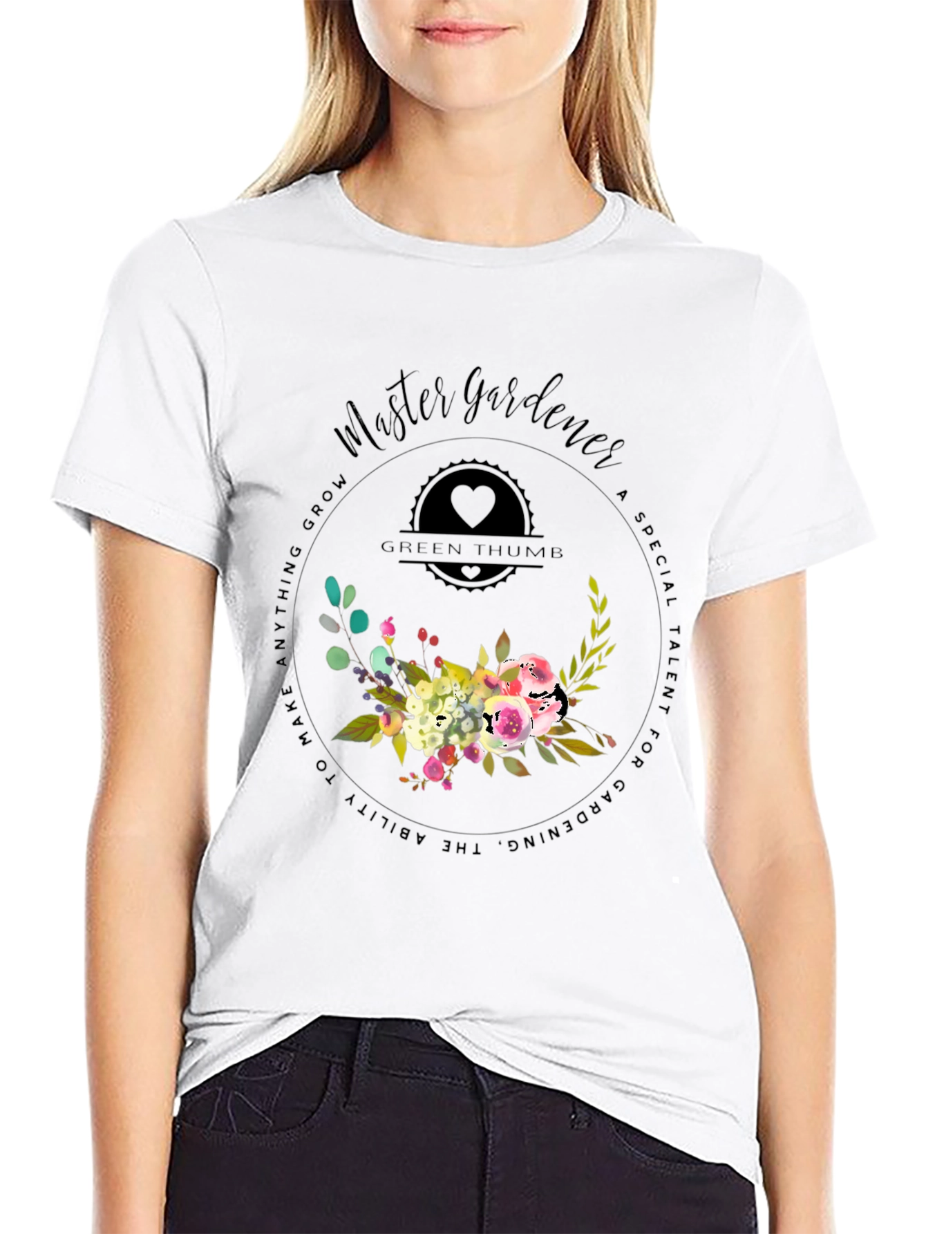 Master Gardener T-Shirt - Green Thumb Floral Design