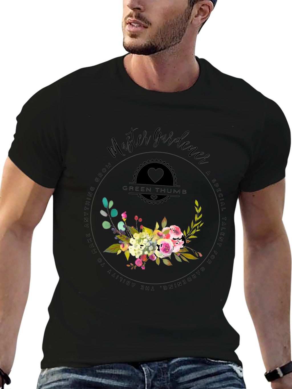 Master Gardener T-Shirt - Green Thumb Floral Design