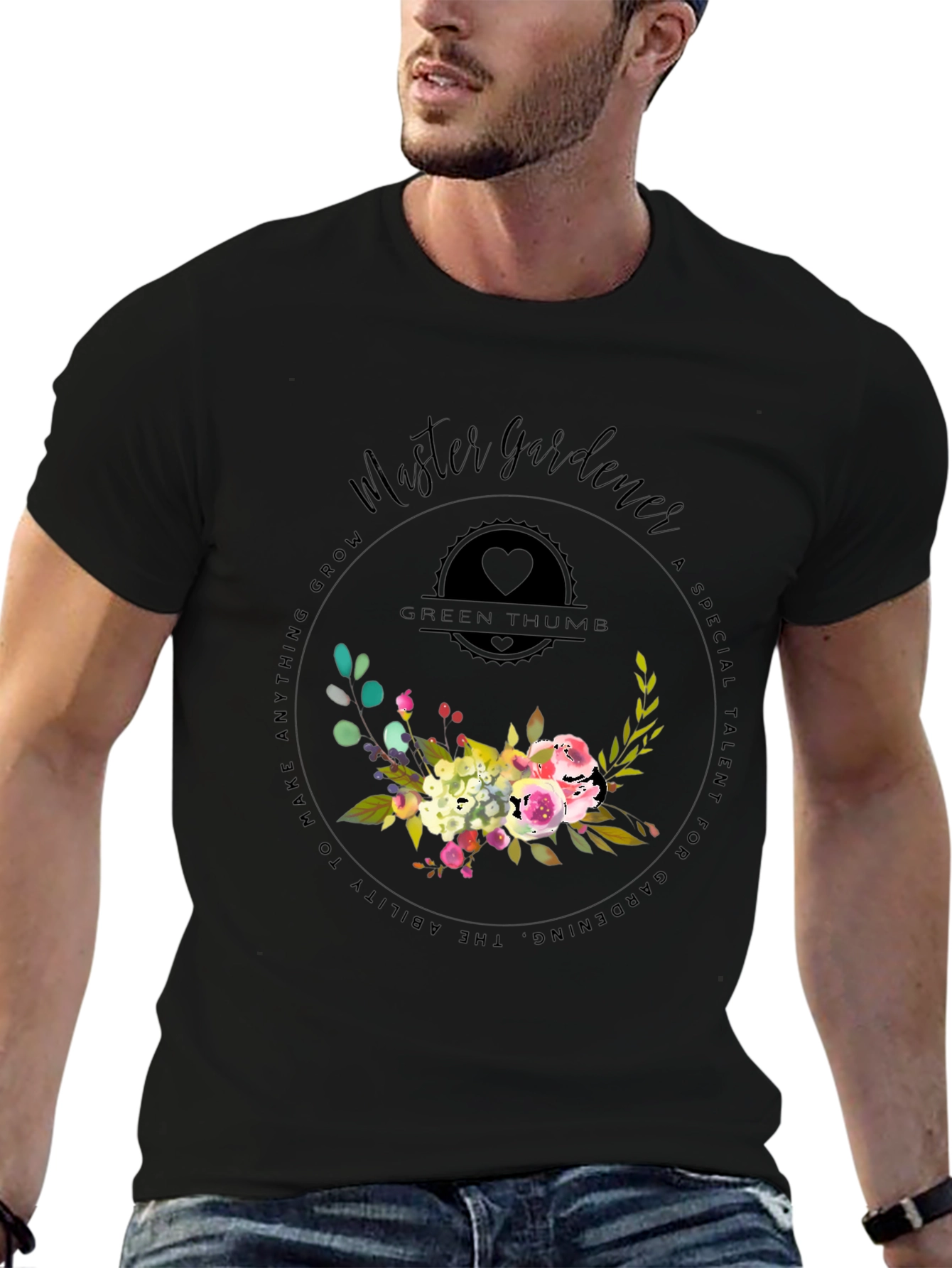 Master Gardener T-Shirt - Green Thumb Floral Design