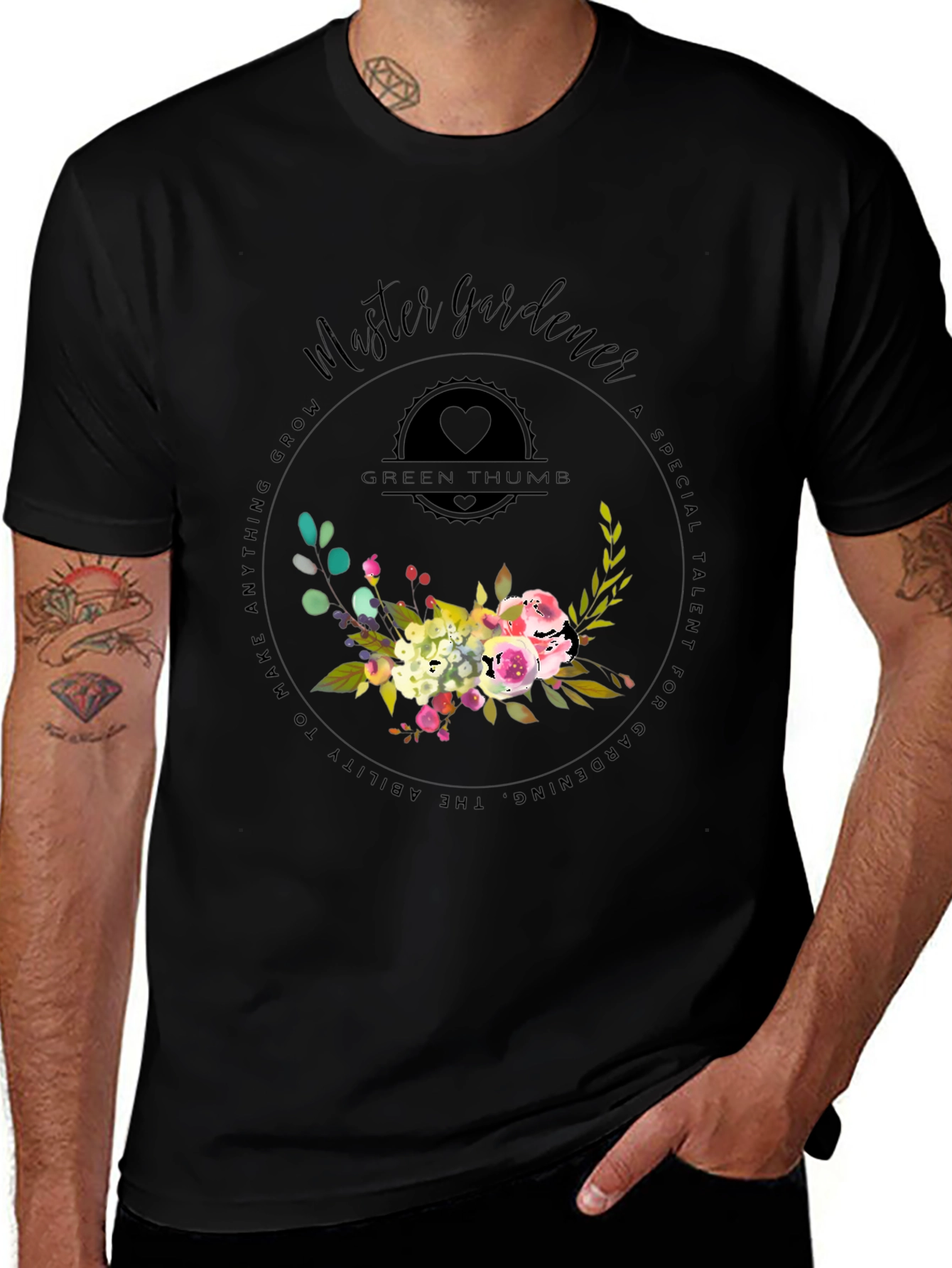 Master Gardener T-Shirt - Green Thumb Floral Design