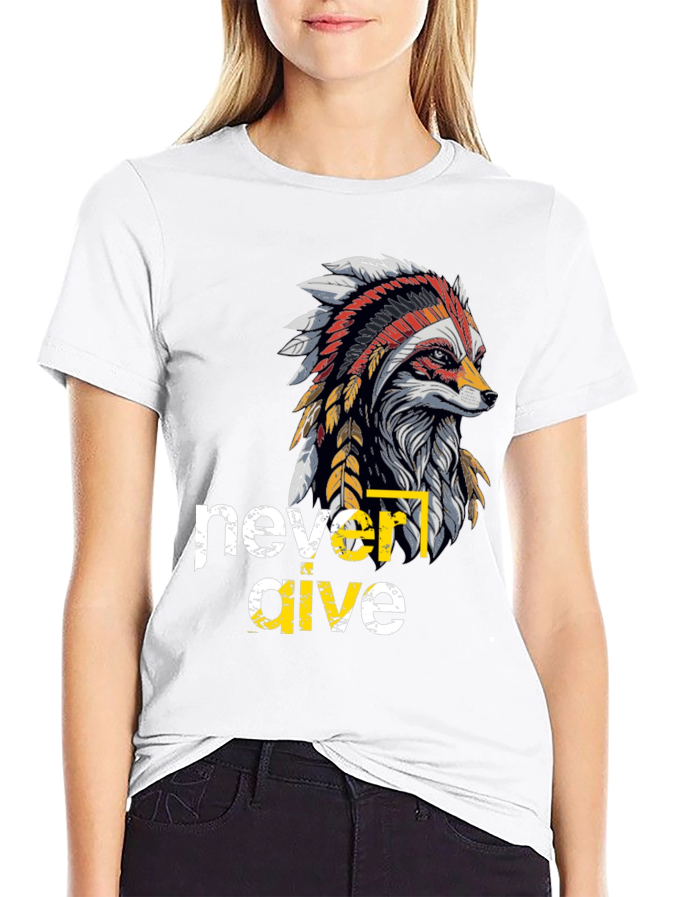 Native American Fox Graphic T-Shirt