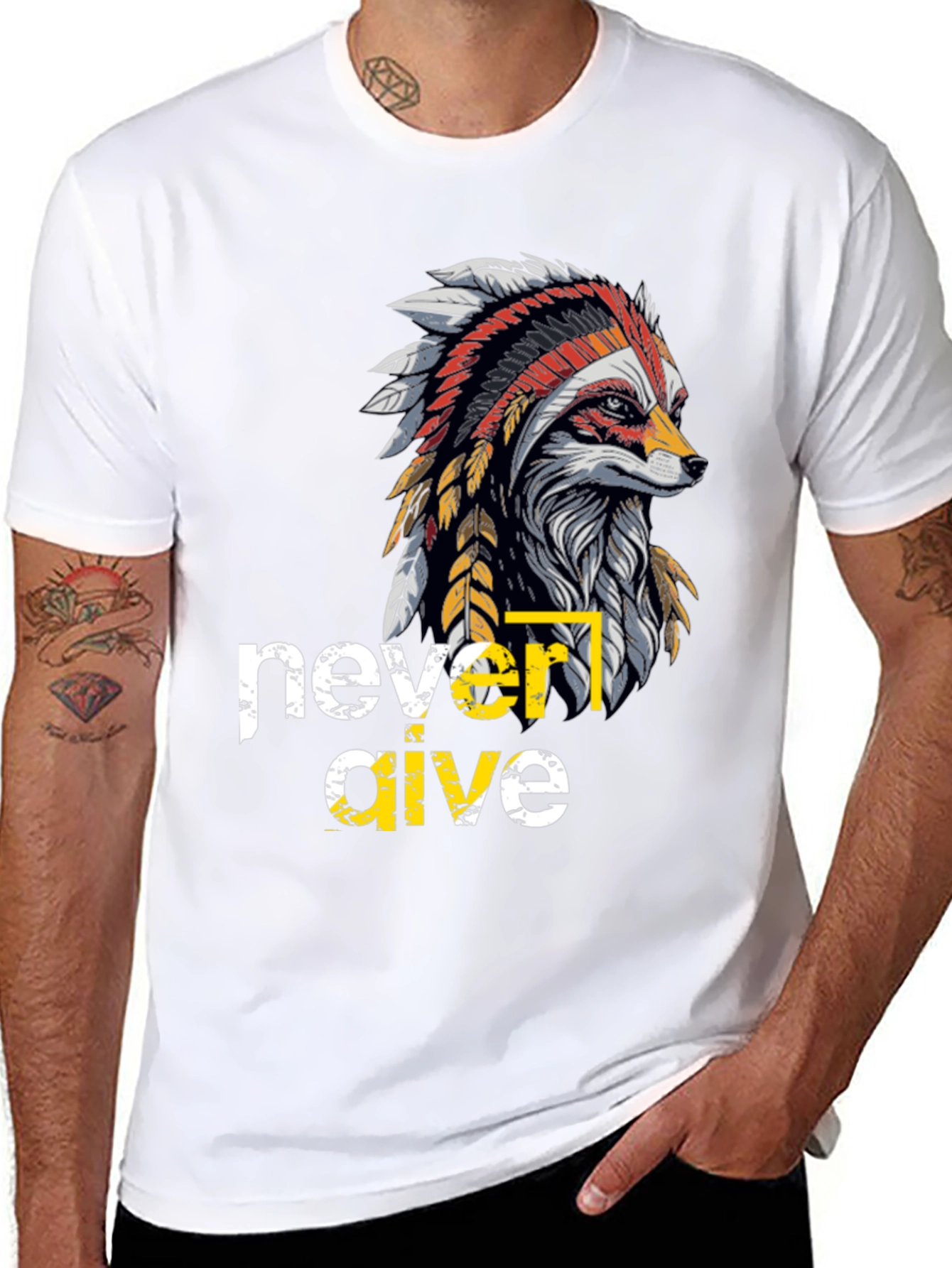 Native American Fox Graphic T-Shirt