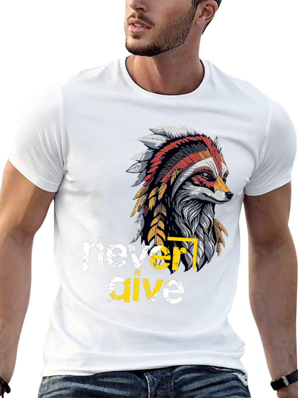 Native American Fox Graphic T-Shirt