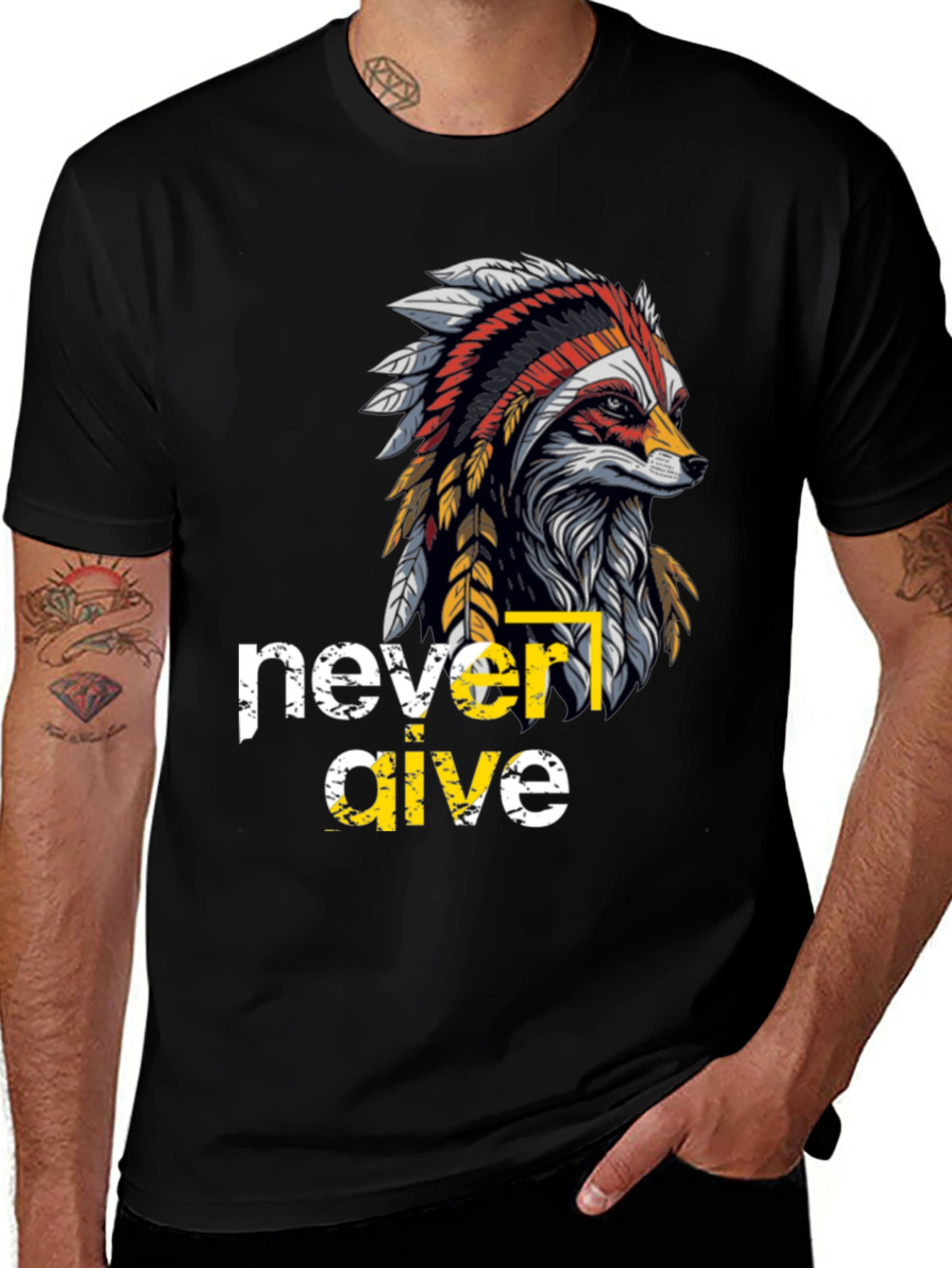 Native American Fox Graphic T-Shirt