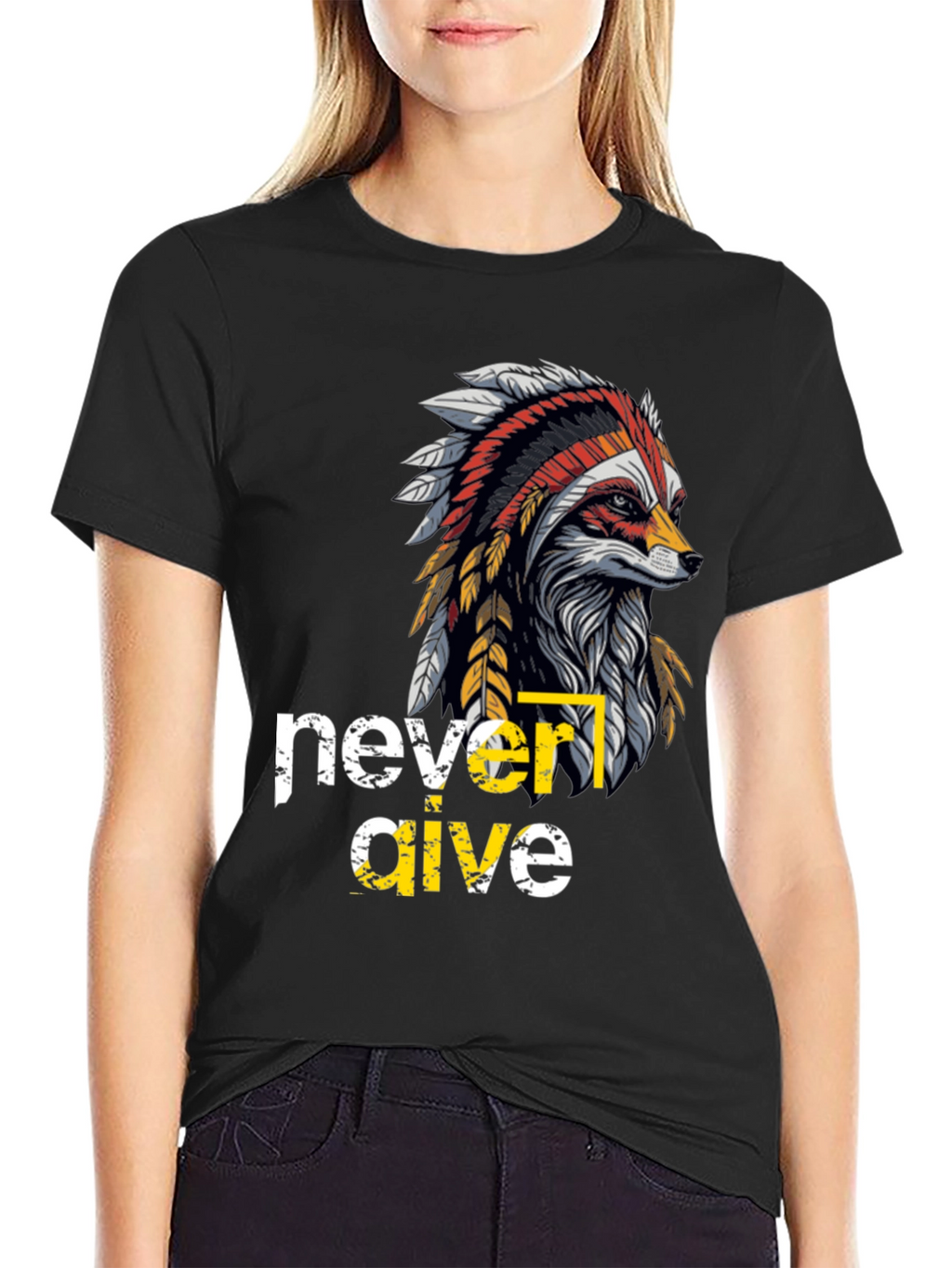 Native American Fox Graphic T-Shirt
