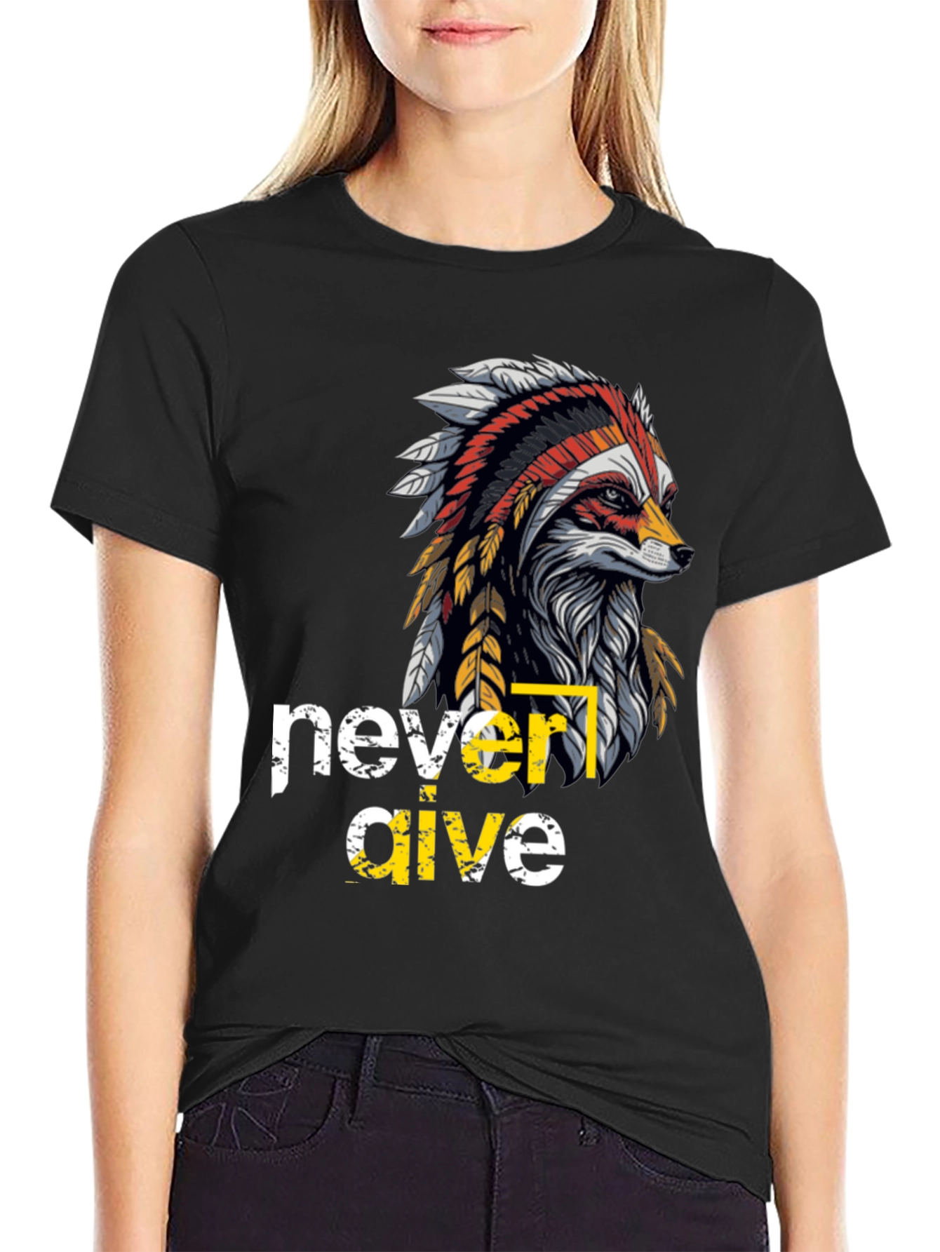 Native American Fox Graphic T-Shirt