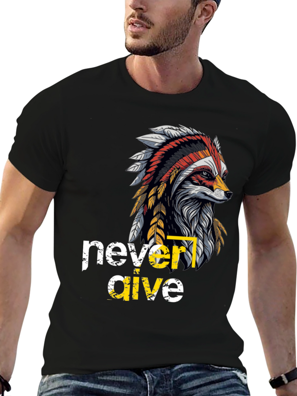 Native American Fox Graphic T-Shirt