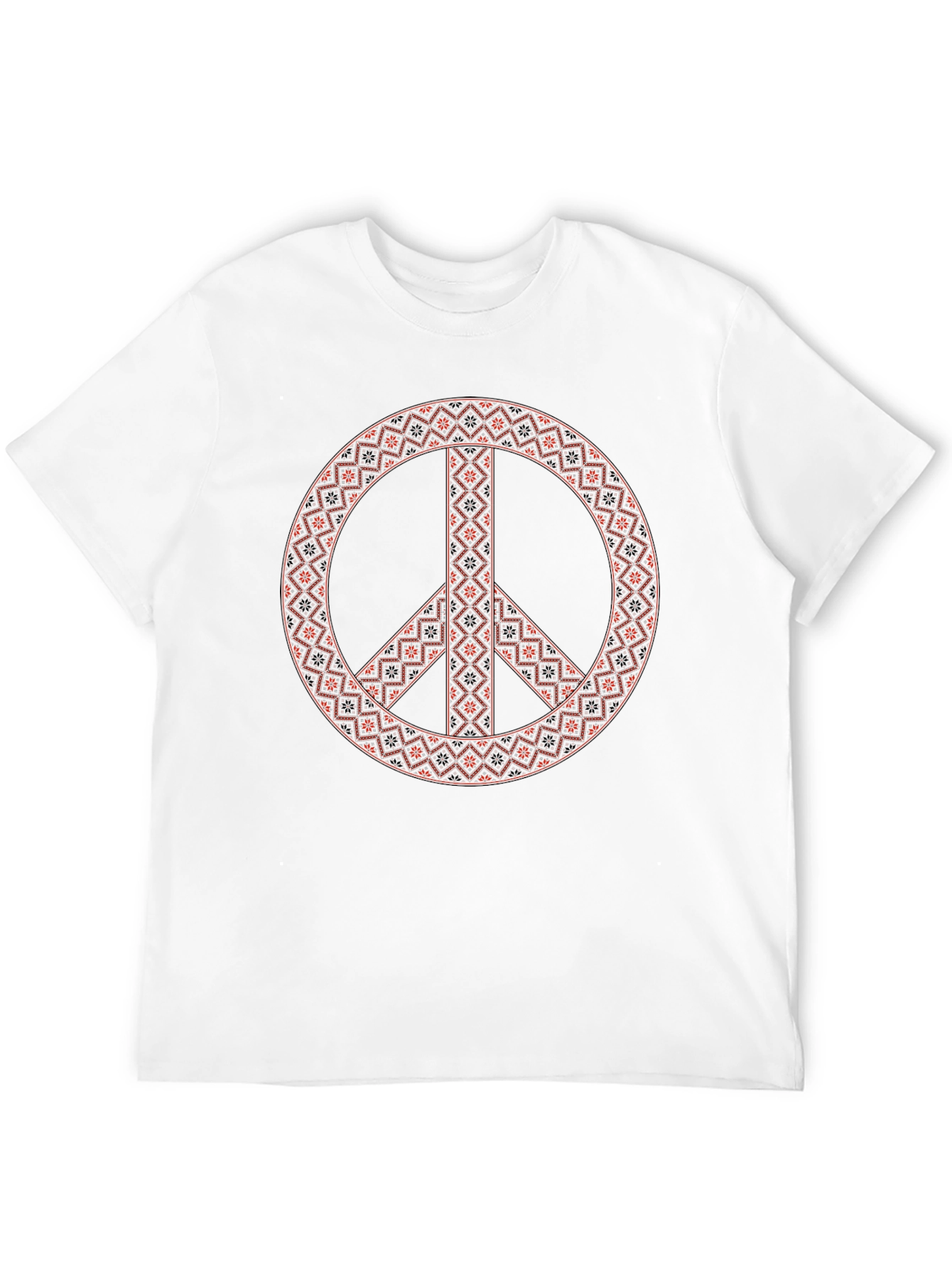 Patterned Peace Sign Graphic Tee - Casual Style