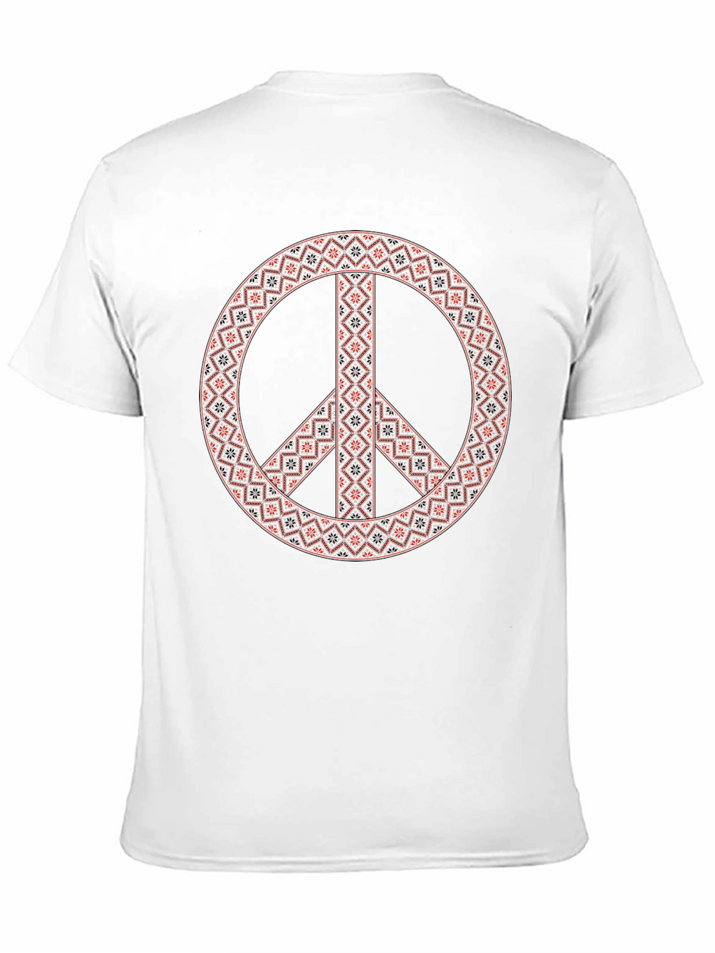 Patterned Peace Sign Graphic Tee - Casual Style