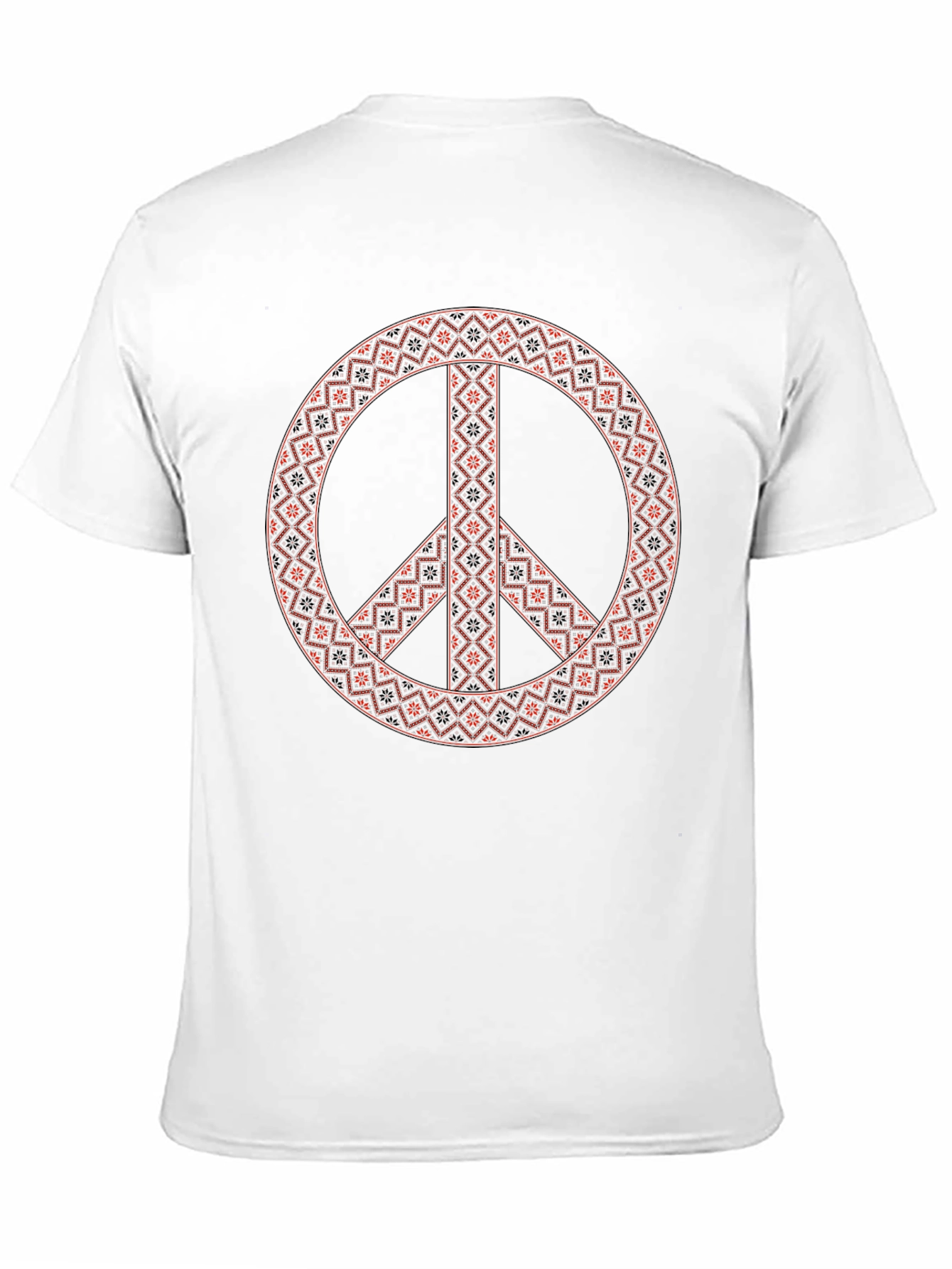 Patterned Peace Sign Graphic Tee - Casual Style