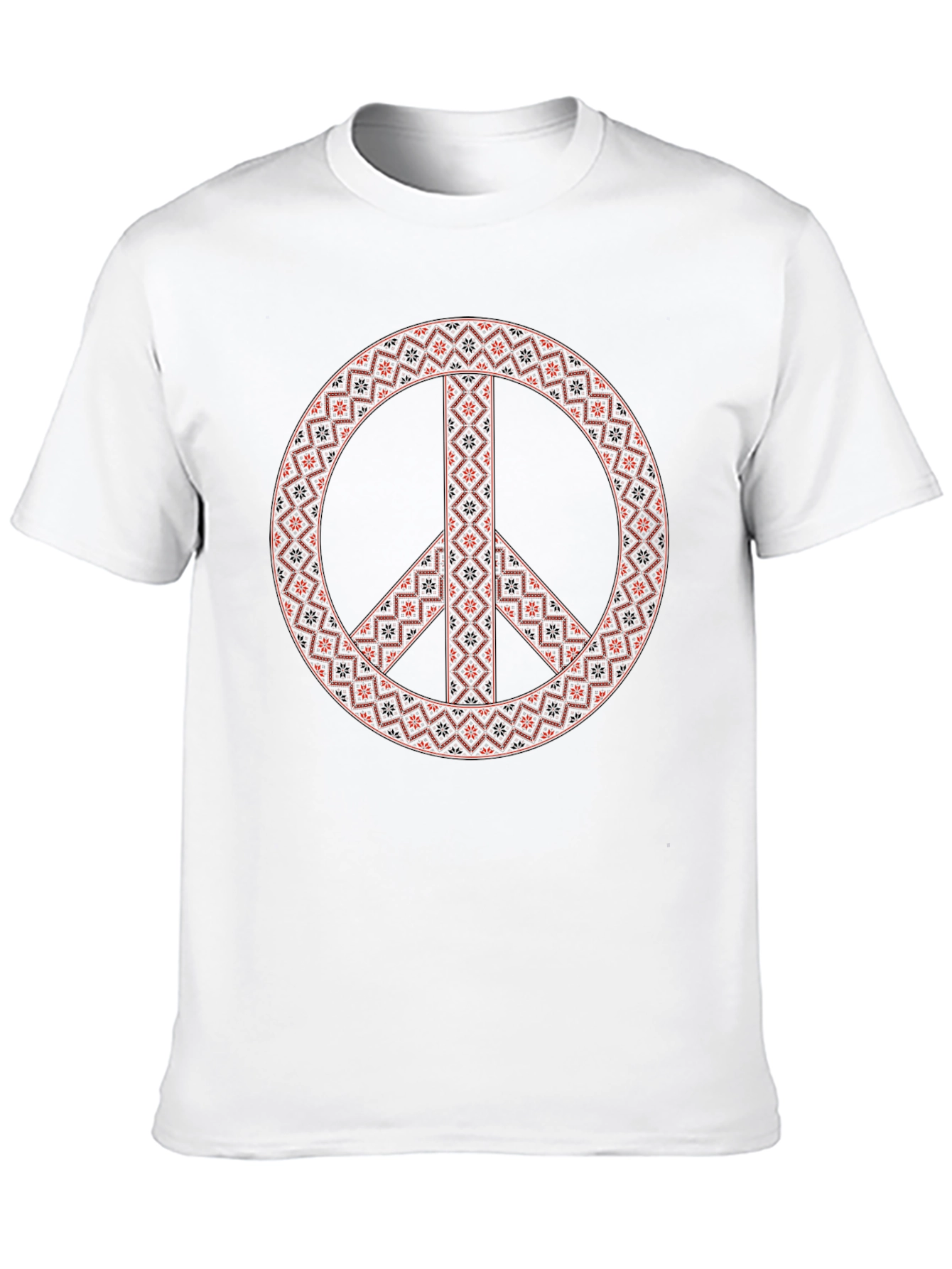 Patterned Peace Sign Graphic Tee - Casual Style