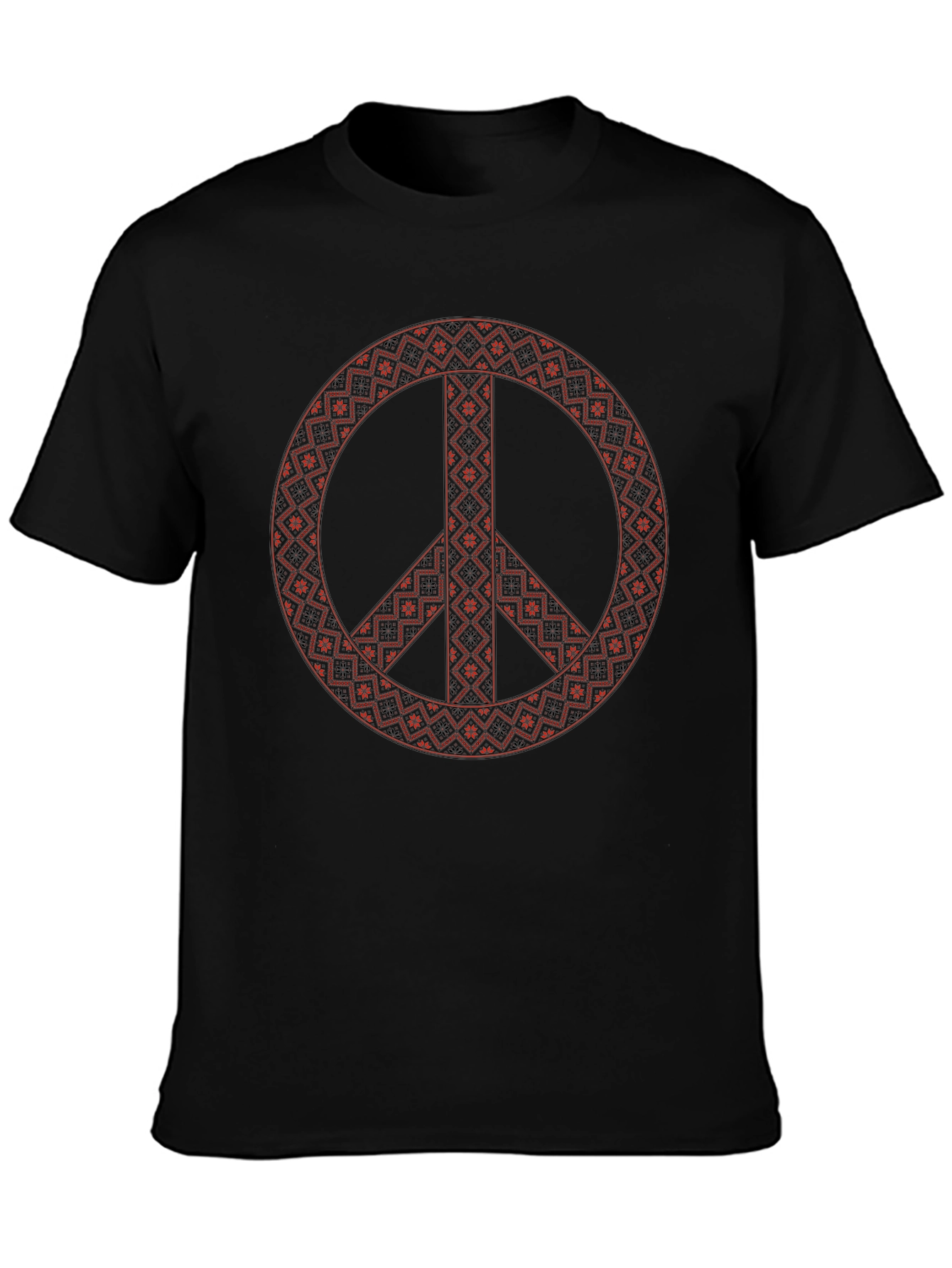 Patterned Peace Sign Graphic Tee - Casual Style
