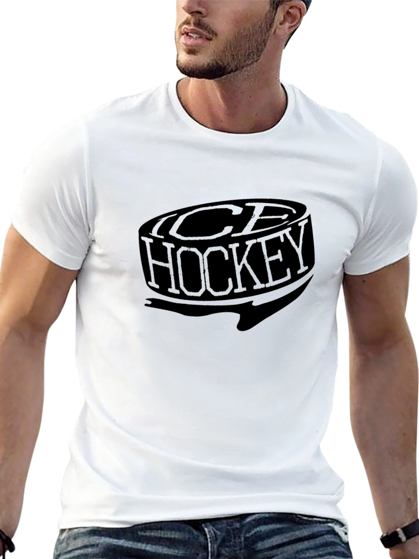 Ice Hockey Graphic T-Shirt - Black