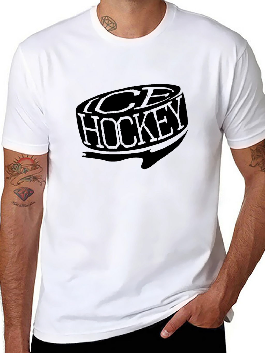 Ice Hockey Graphic T-Shirt - Black