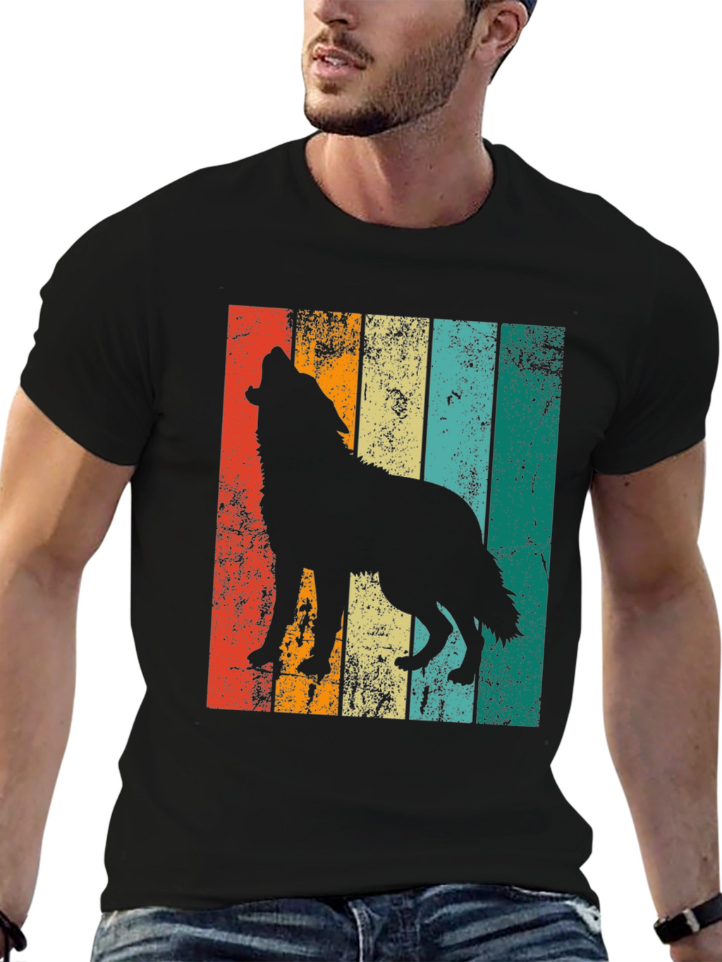 Retro Wolf Silhouette Graphic Tee