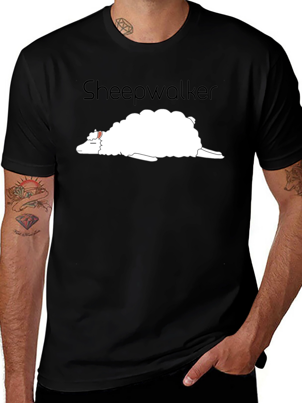 Sheepwalker Black T-Shirt - Funny Graphic Tee