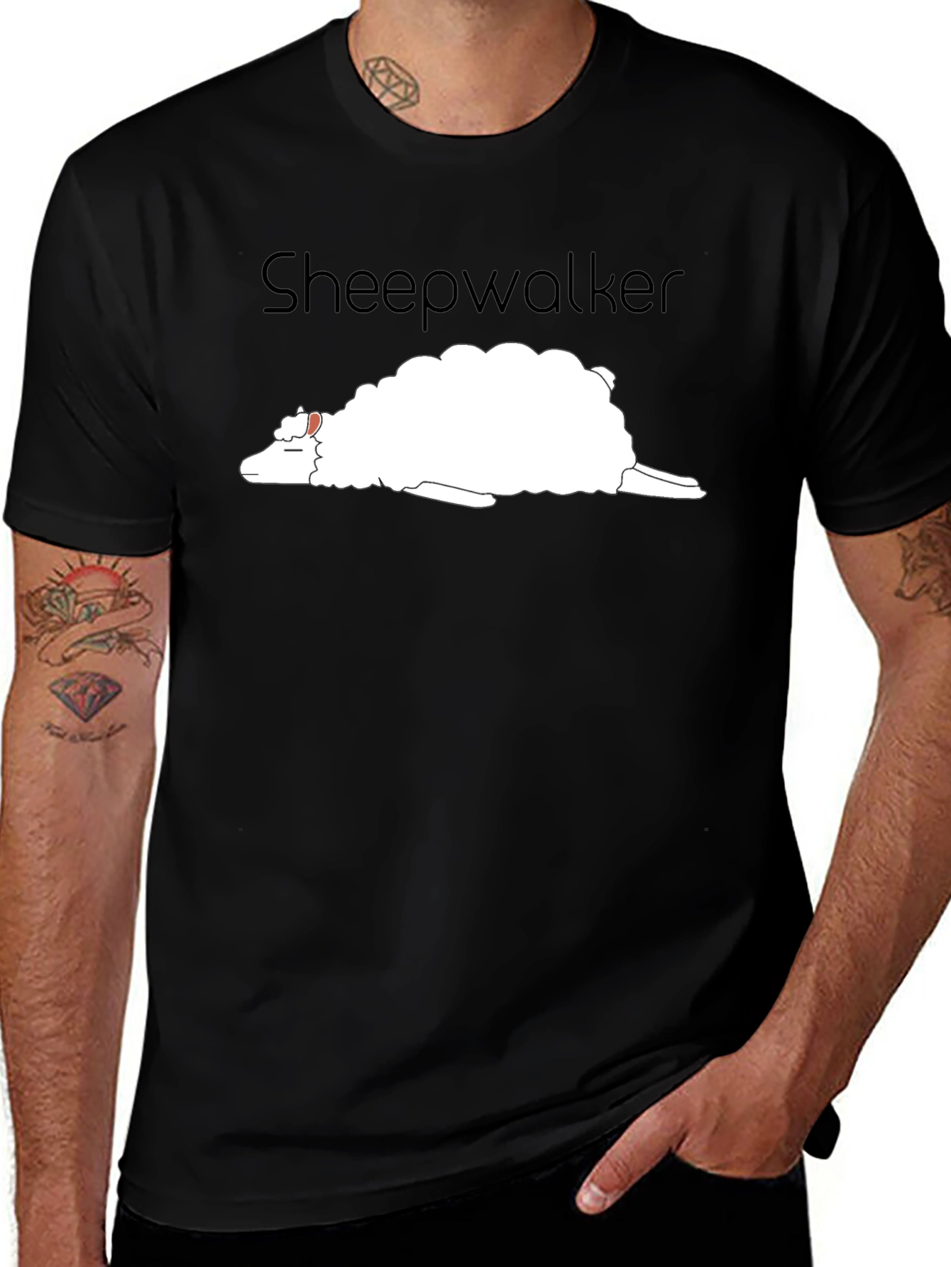 Sheepwalker Black T-Shirt - Funny Graphic Tee