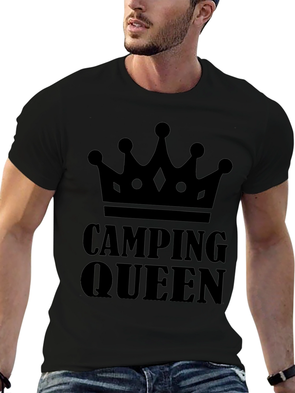Camping Queen Graphic Tee - Black