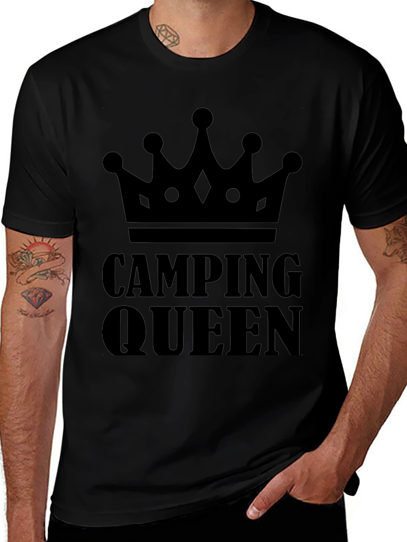 Camping Queen Graphic Tee - Black
