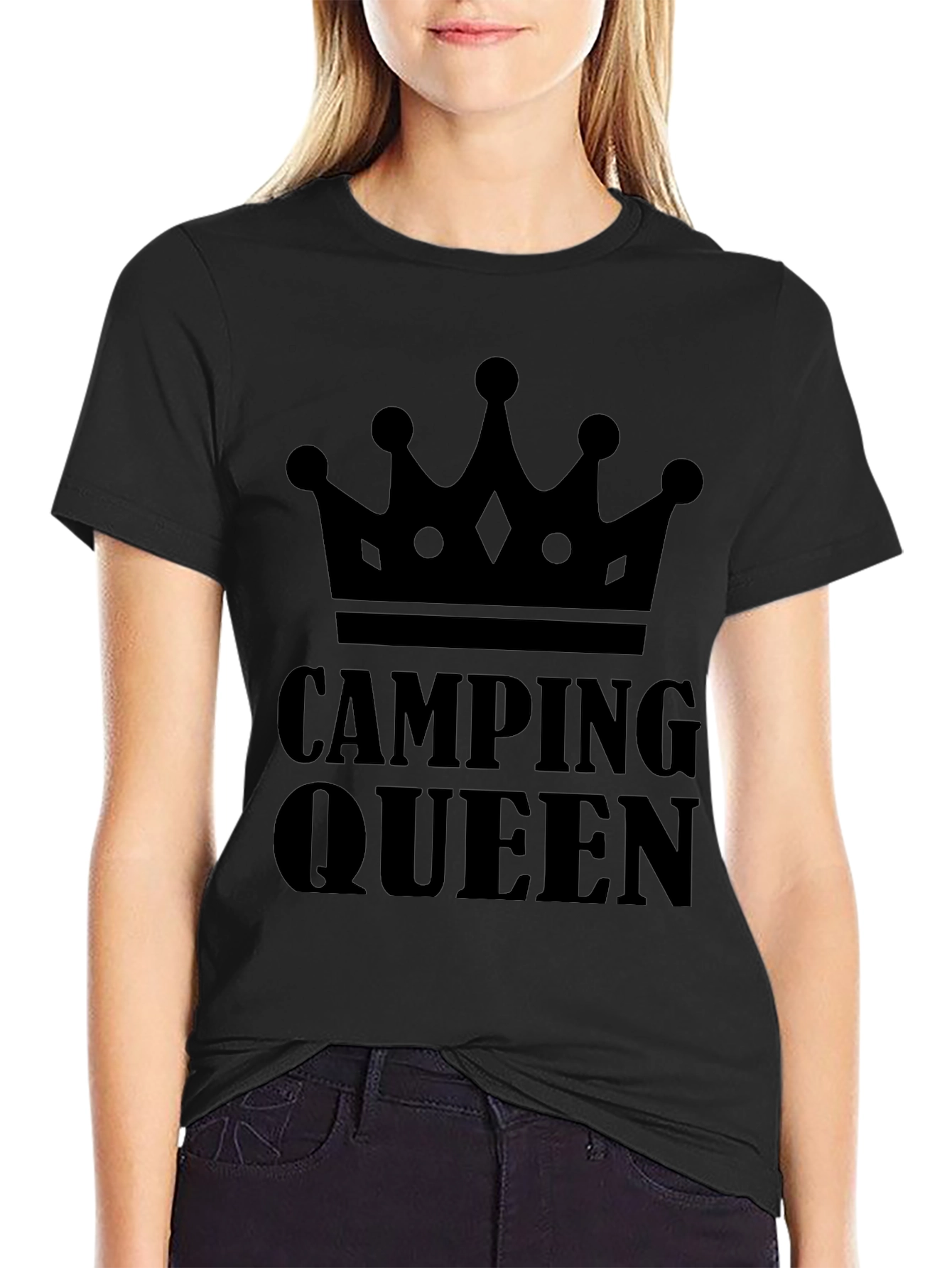 Camping Queen Graphic Tee - Black
