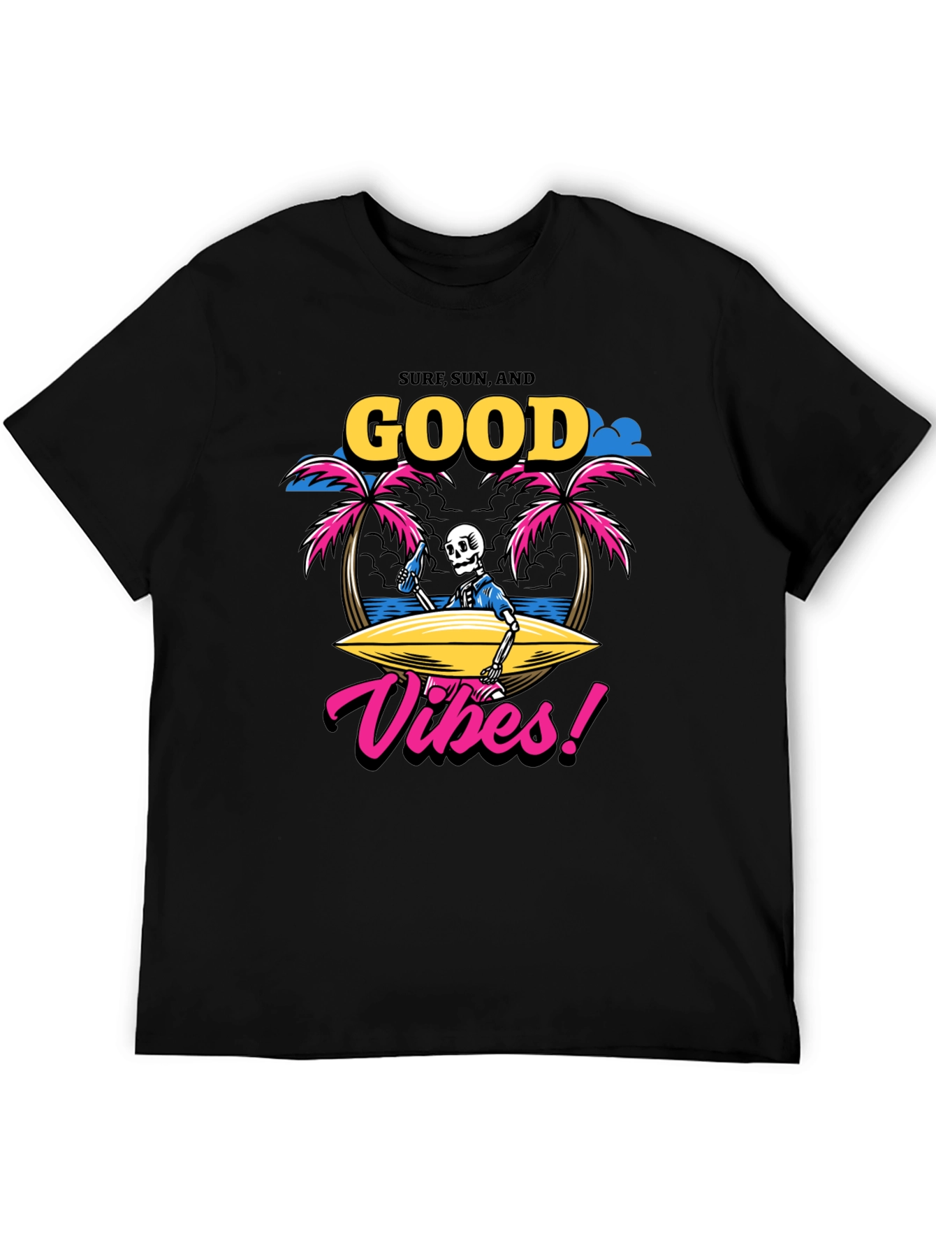 Surf Sun Good Vibes Skeleton Graphic T-Shirt