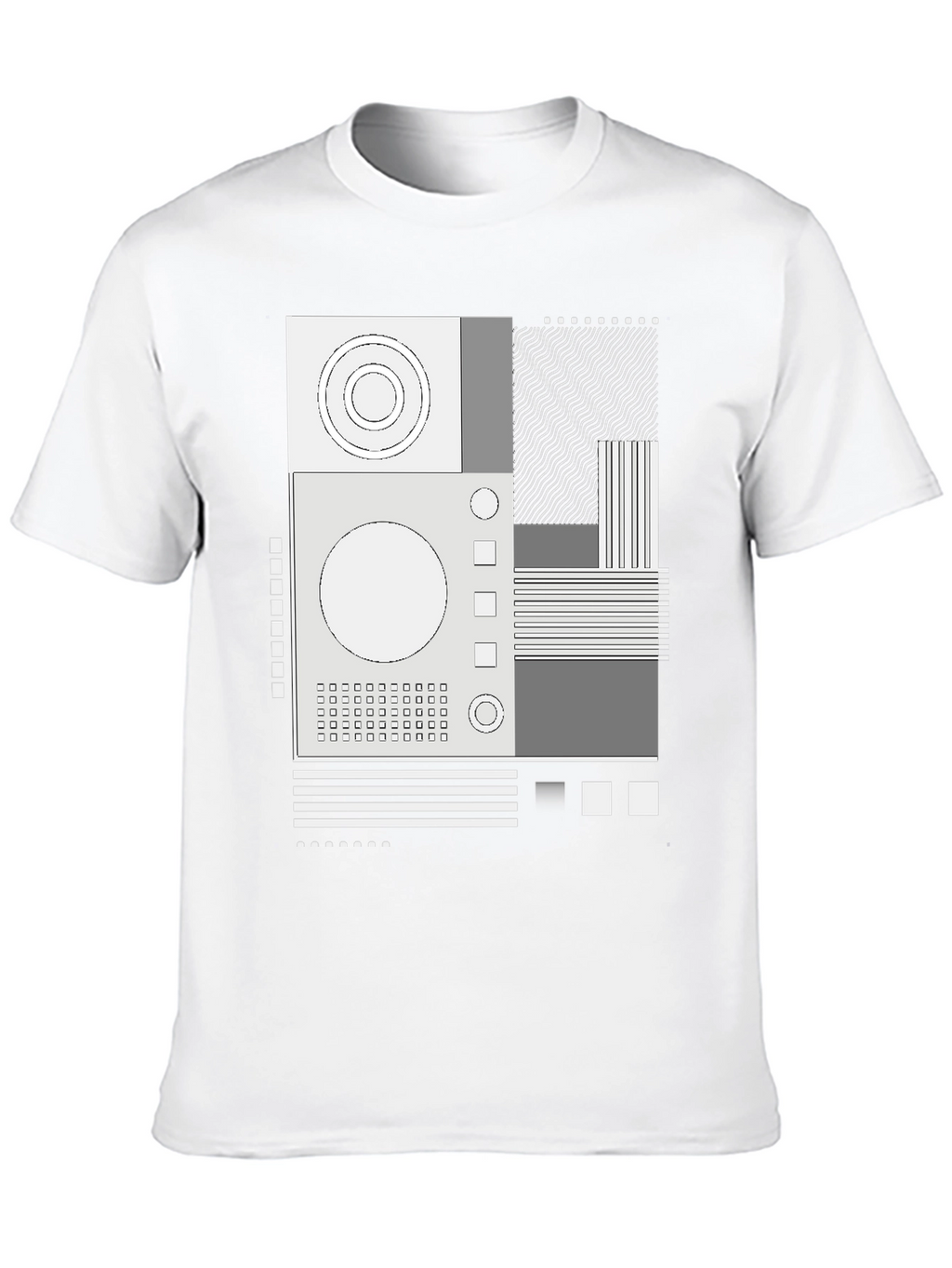 Abstract Graphic Print Crew Neck Tee - Black