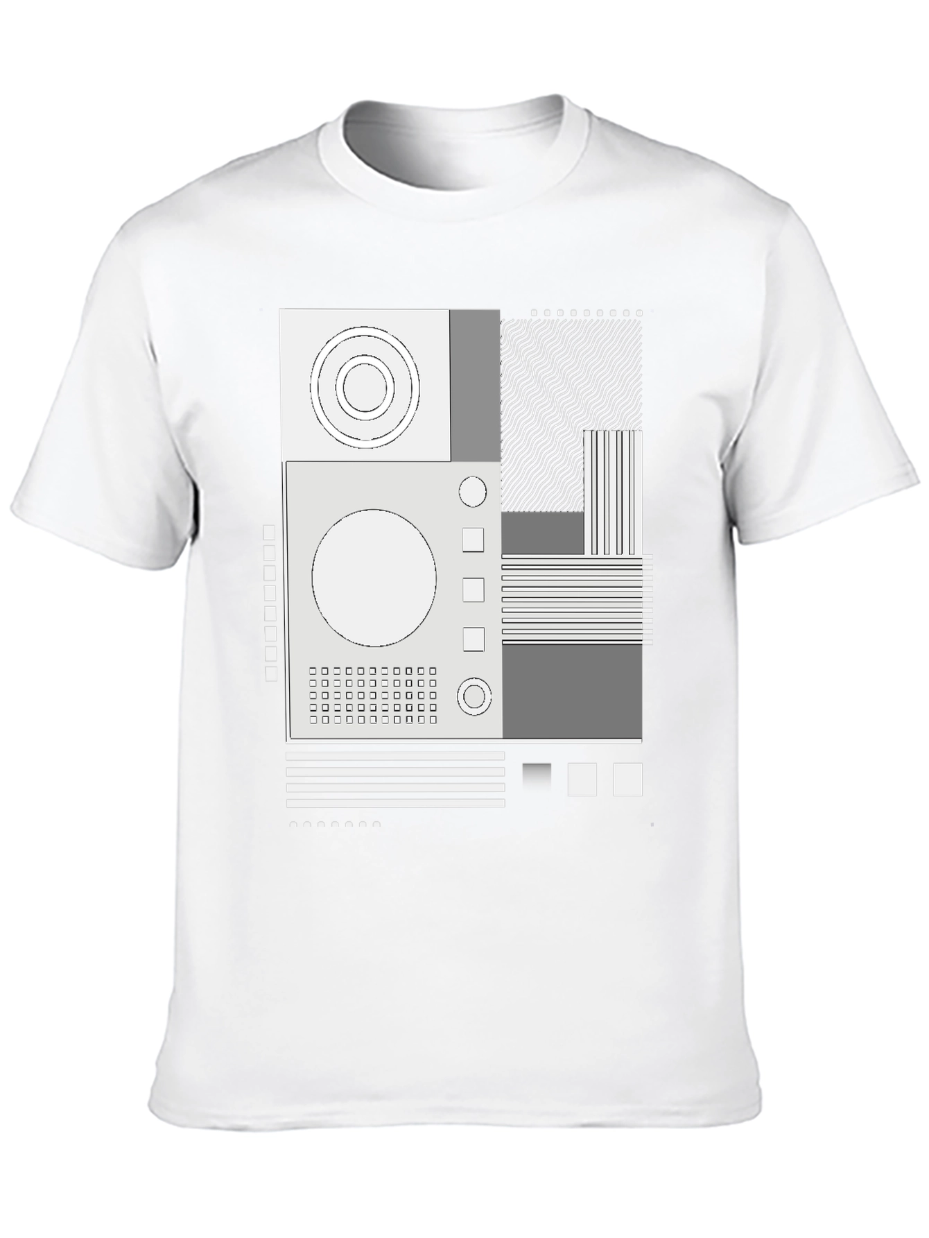 Abstract Graphic Print Crew Neck Tee - Black