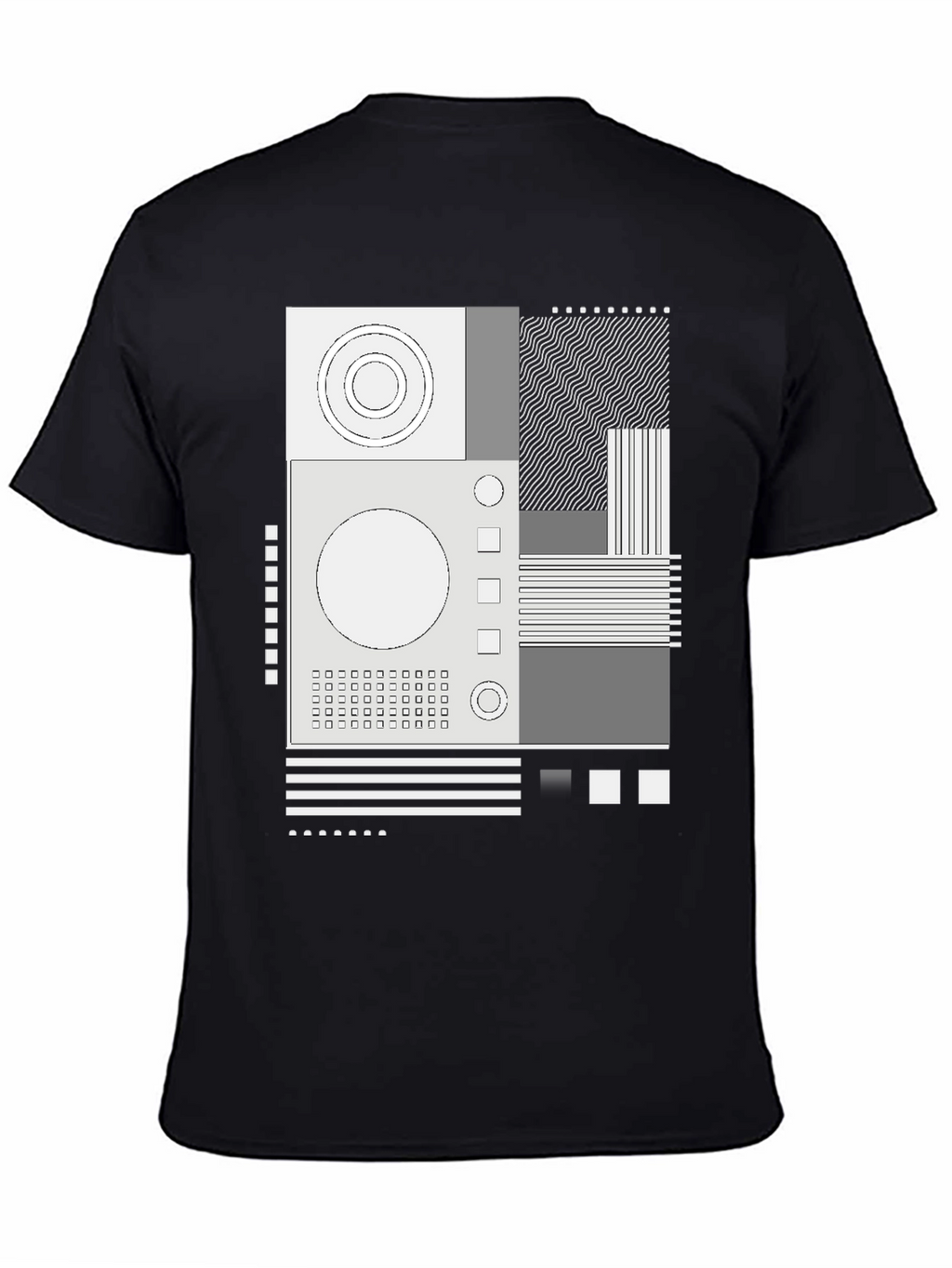 Abstract Graphic Print Crew Neck Tee - Black