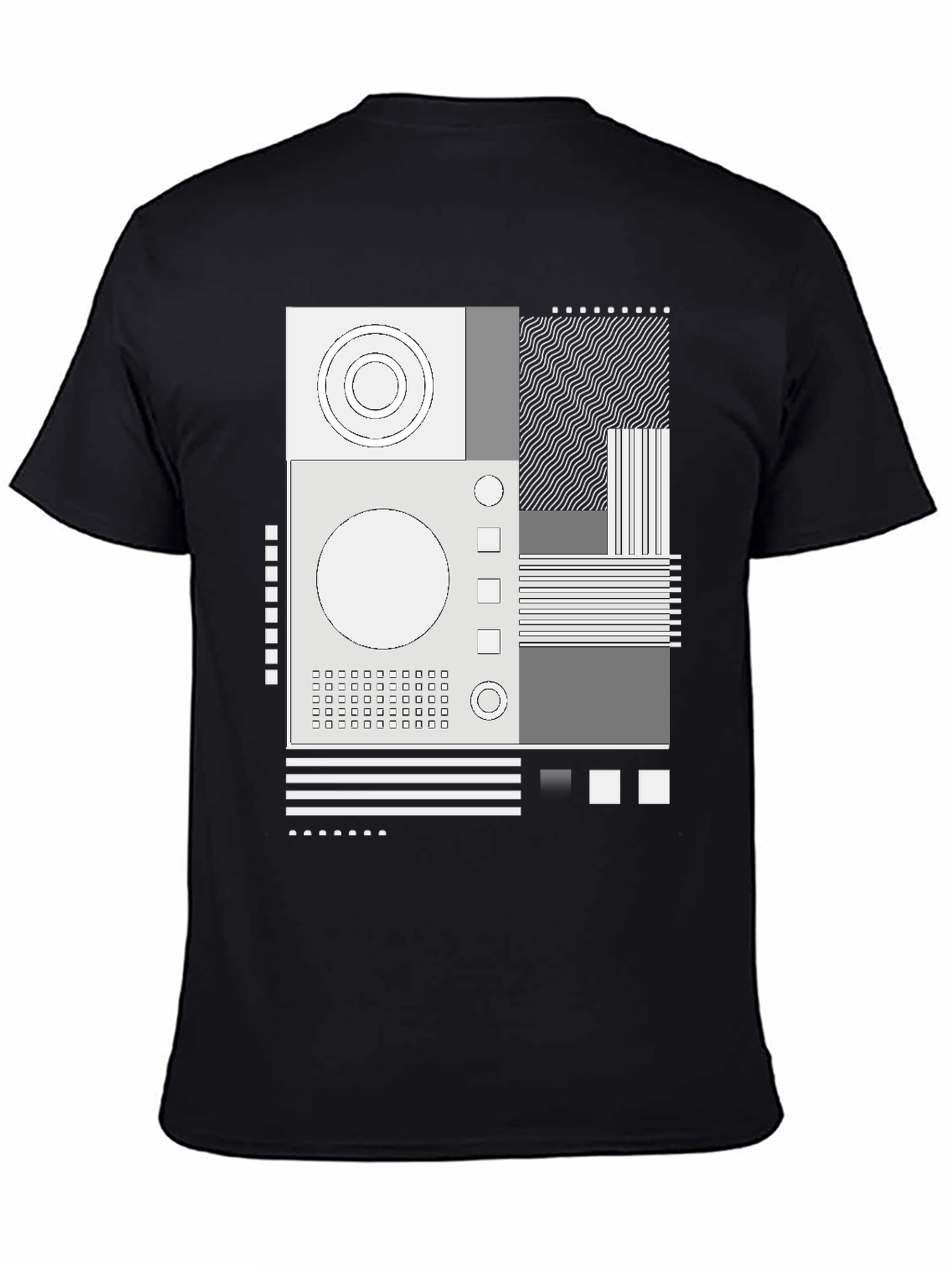 Abstract Graphic Print Crew Neck Tee - Black