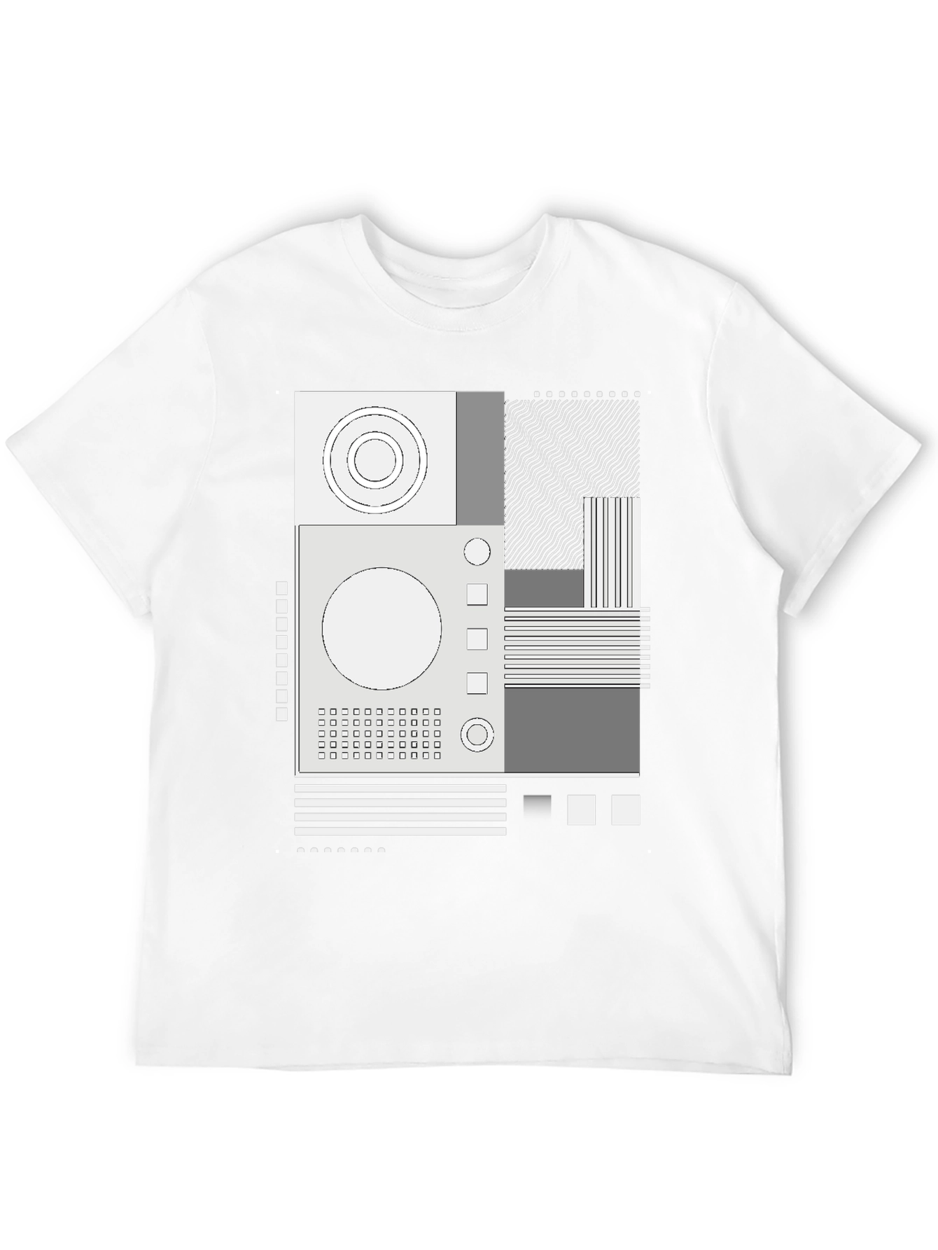 Abstract Graphic Print Crew Neck Tee - Black