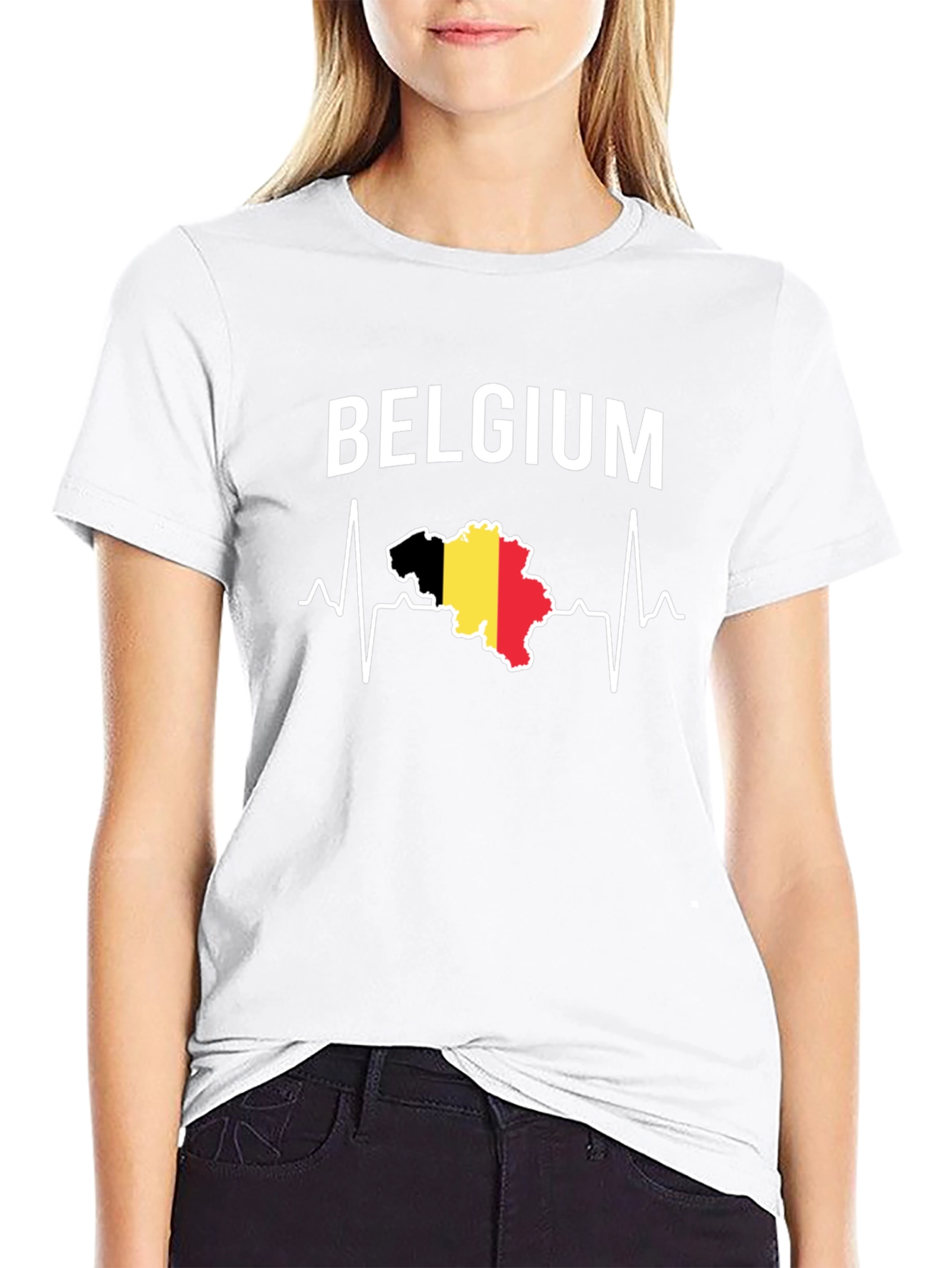 Belgium Heartbeat T-Shirt - Black Graphic Tee