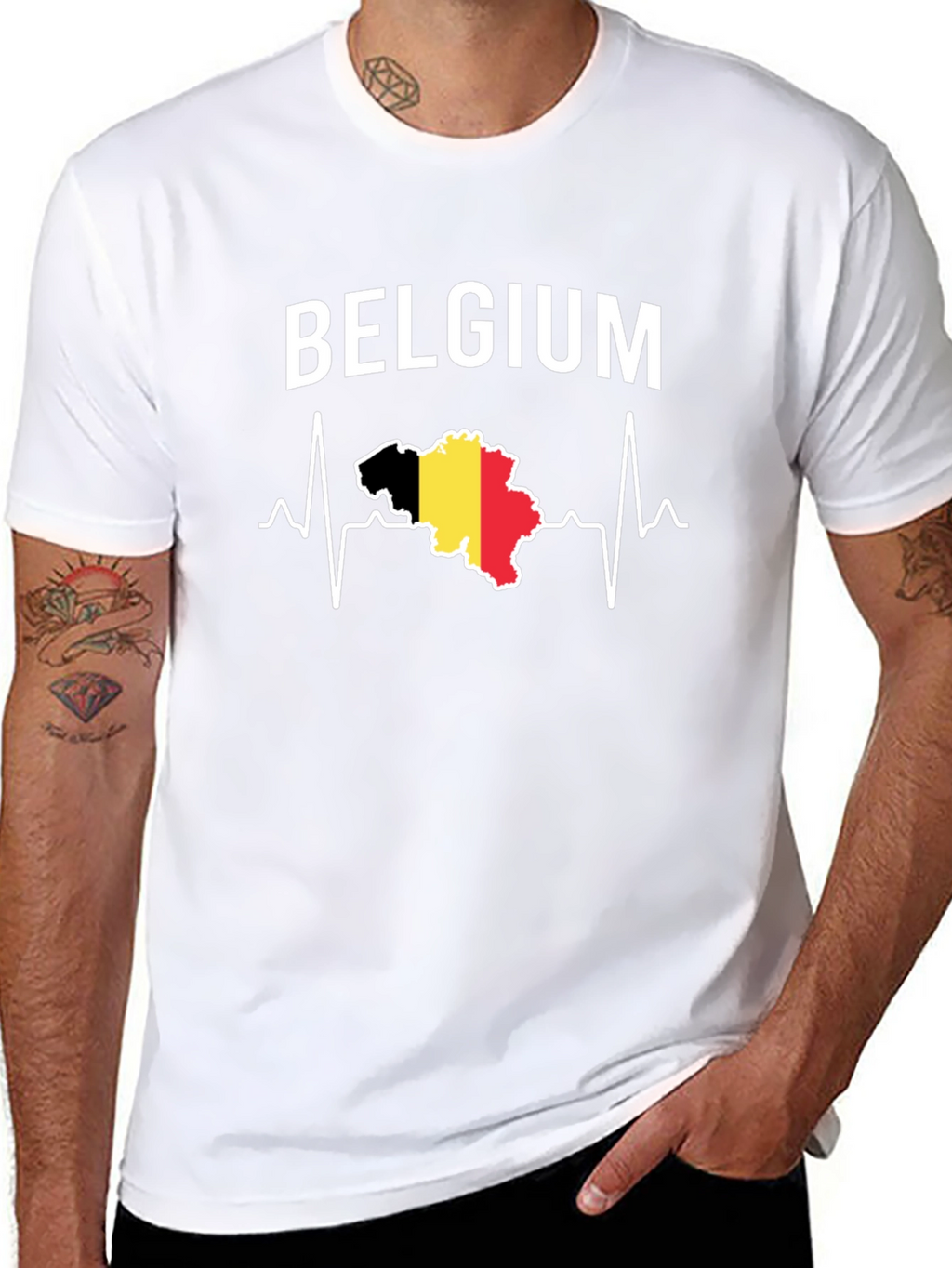 Belgium Heartbeat T-Shirt - Black Graphic Tee