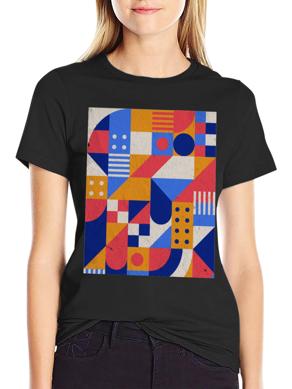 Geometric Pattern Black T-Shirt - Modern Art Tee