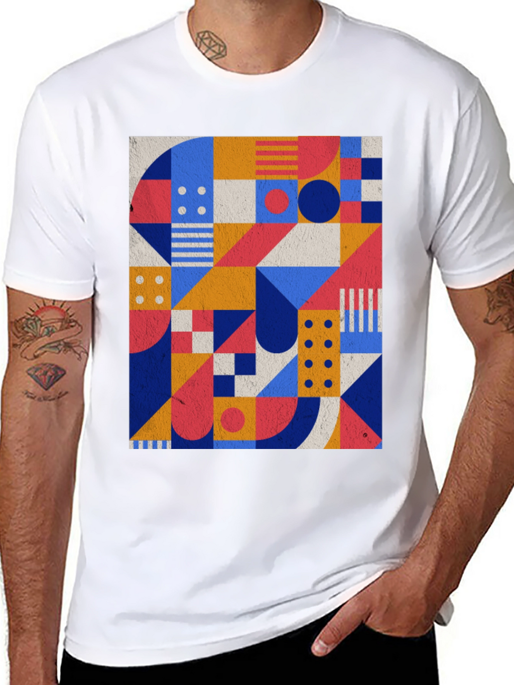 Geometric Pattern Black T-Shirt - Modern Art Tee