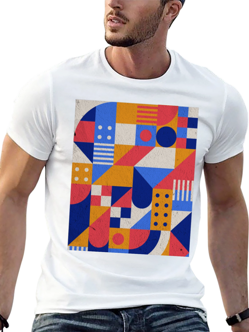 Geometric Pattern Black T-Shirt - Modern Art Tee