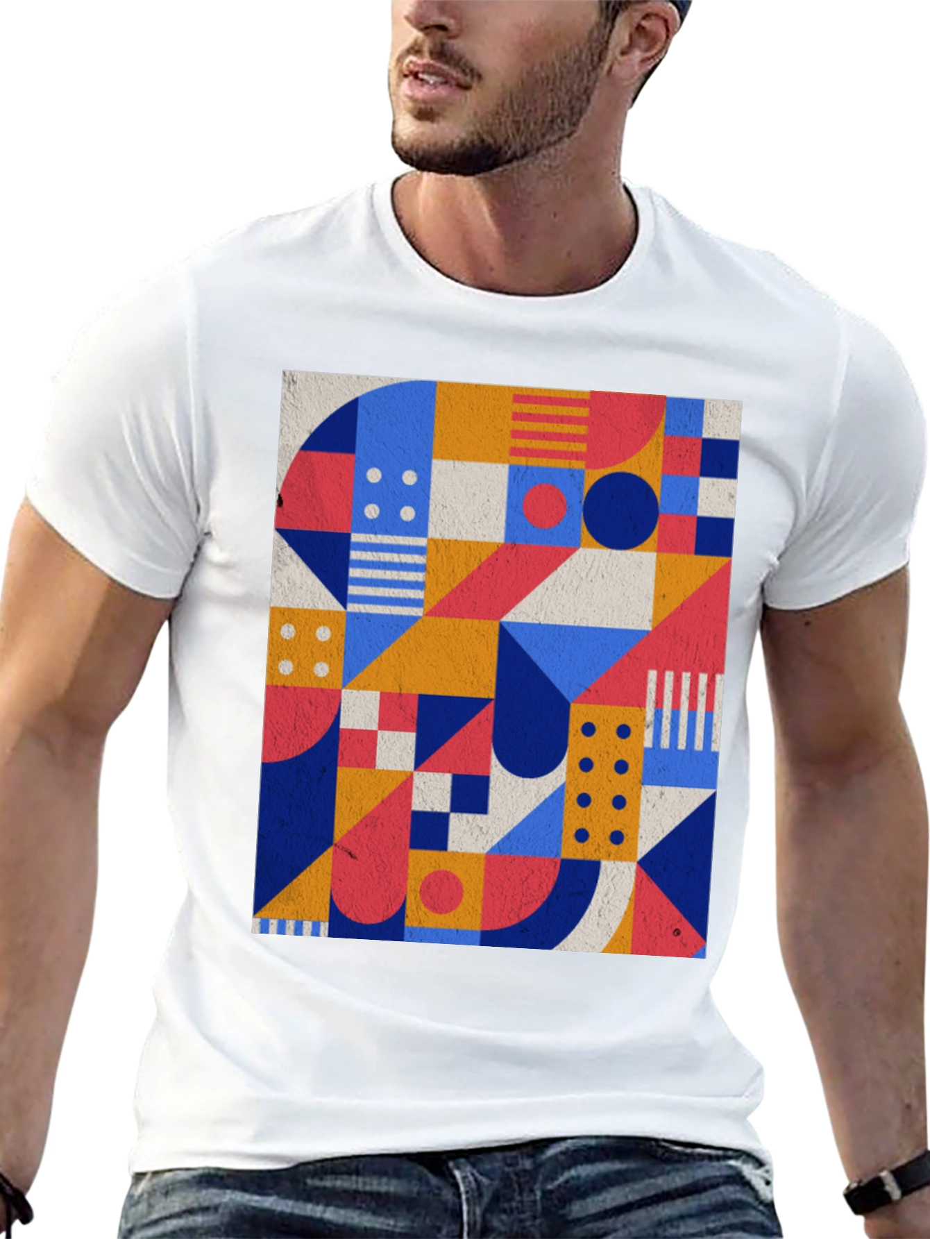 Geometric Pattern Black T-Shirt - Modern Art Tee