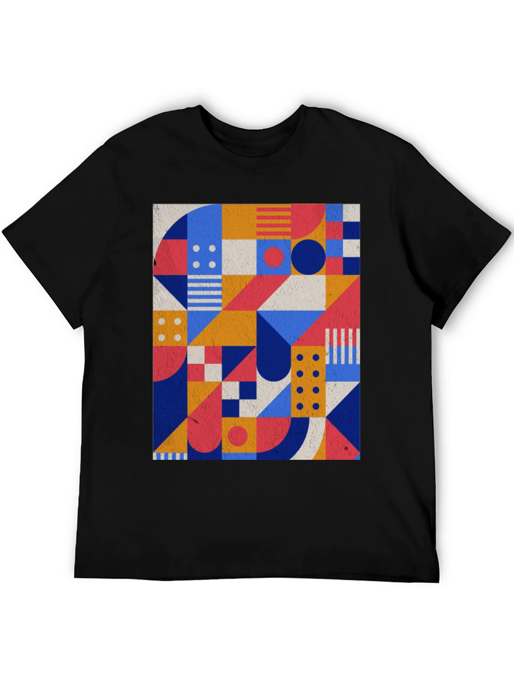 Geometric Pattern Black T-Shirt - Modern Art Tee
