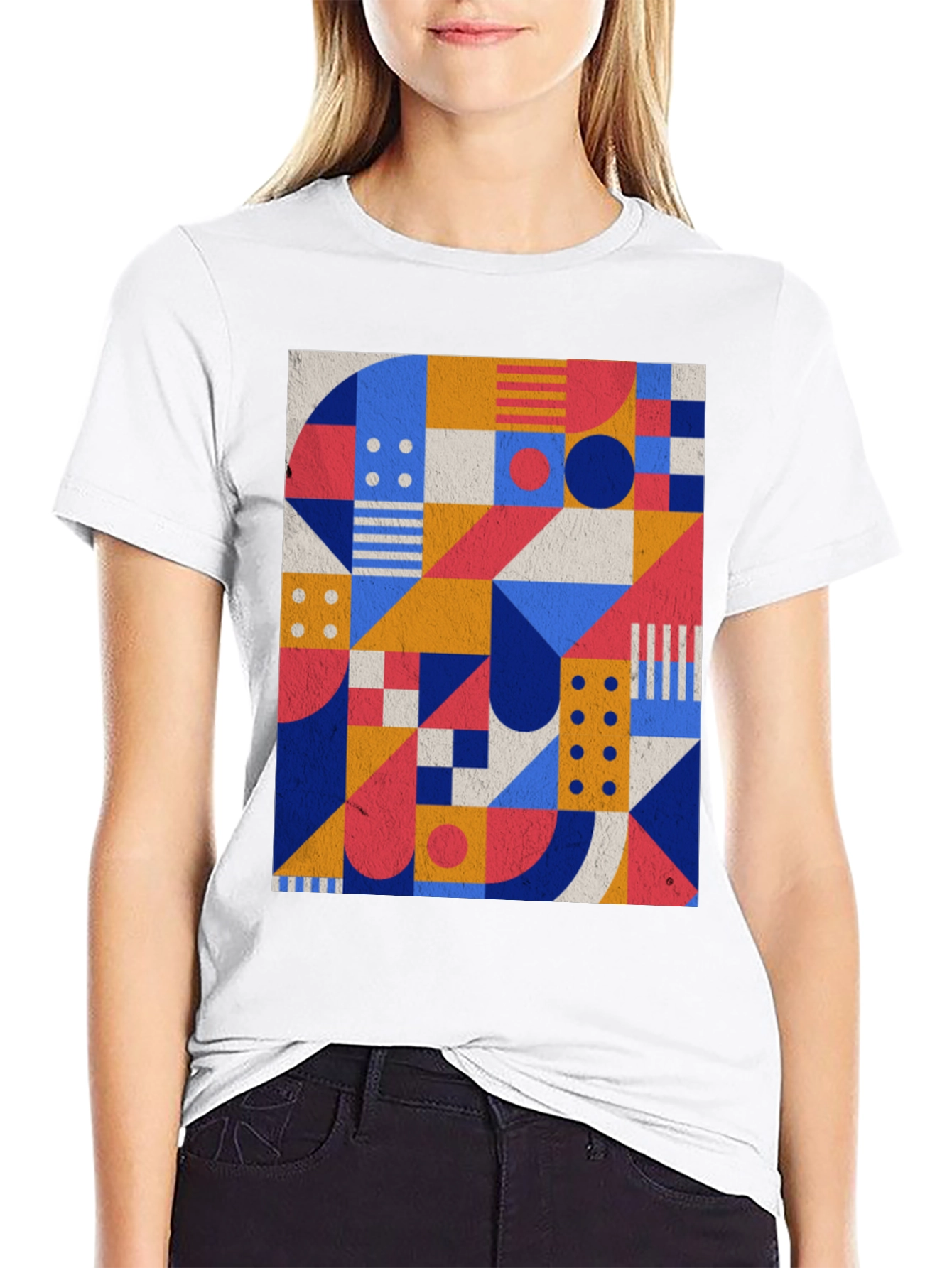 Geometric Pattern Black T-Shirt - Modern Art Tee