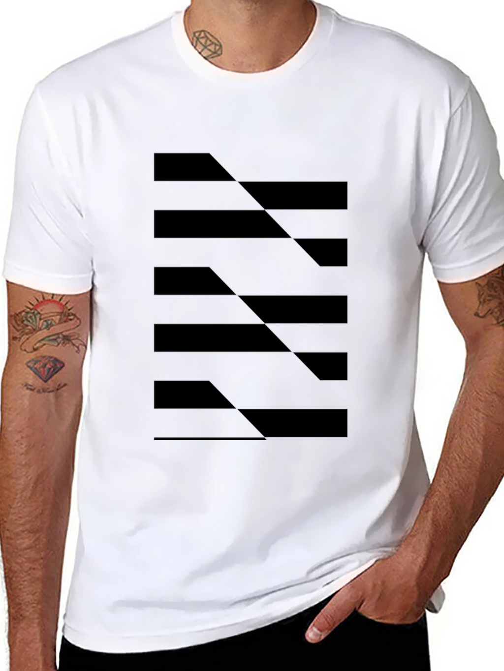 Abstract Geometric Black T-Shirt