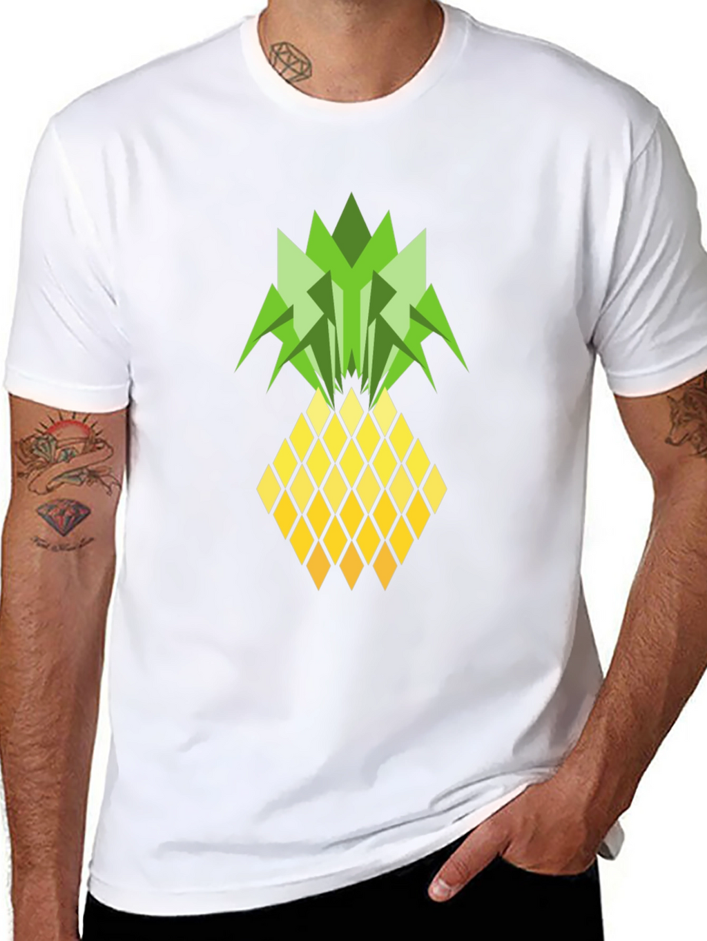 Geometric Pineapple Graphic Tee - Black T-Shirt
