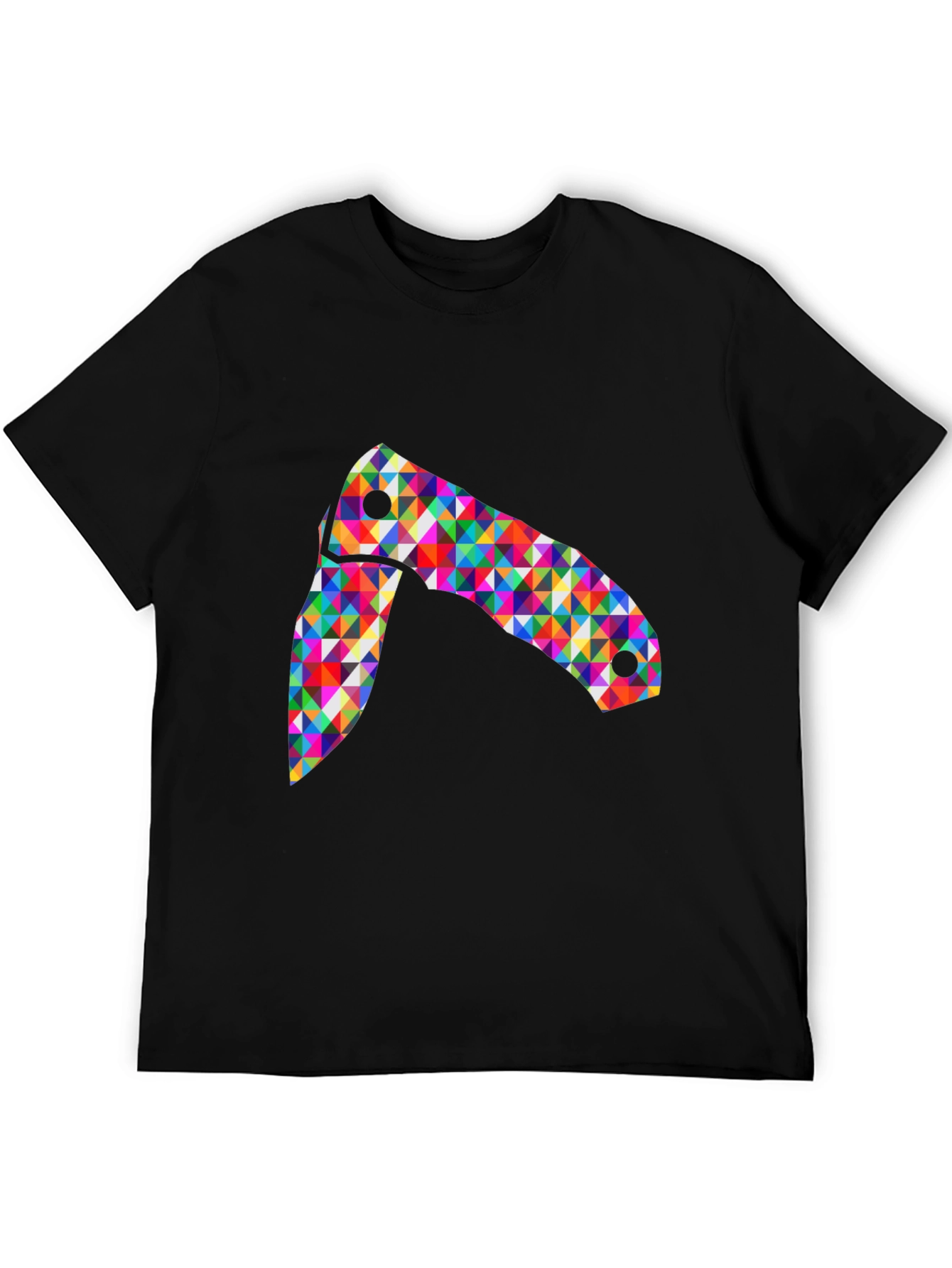 Colorful Knife Graphic Tee - Black Casual Shirt
