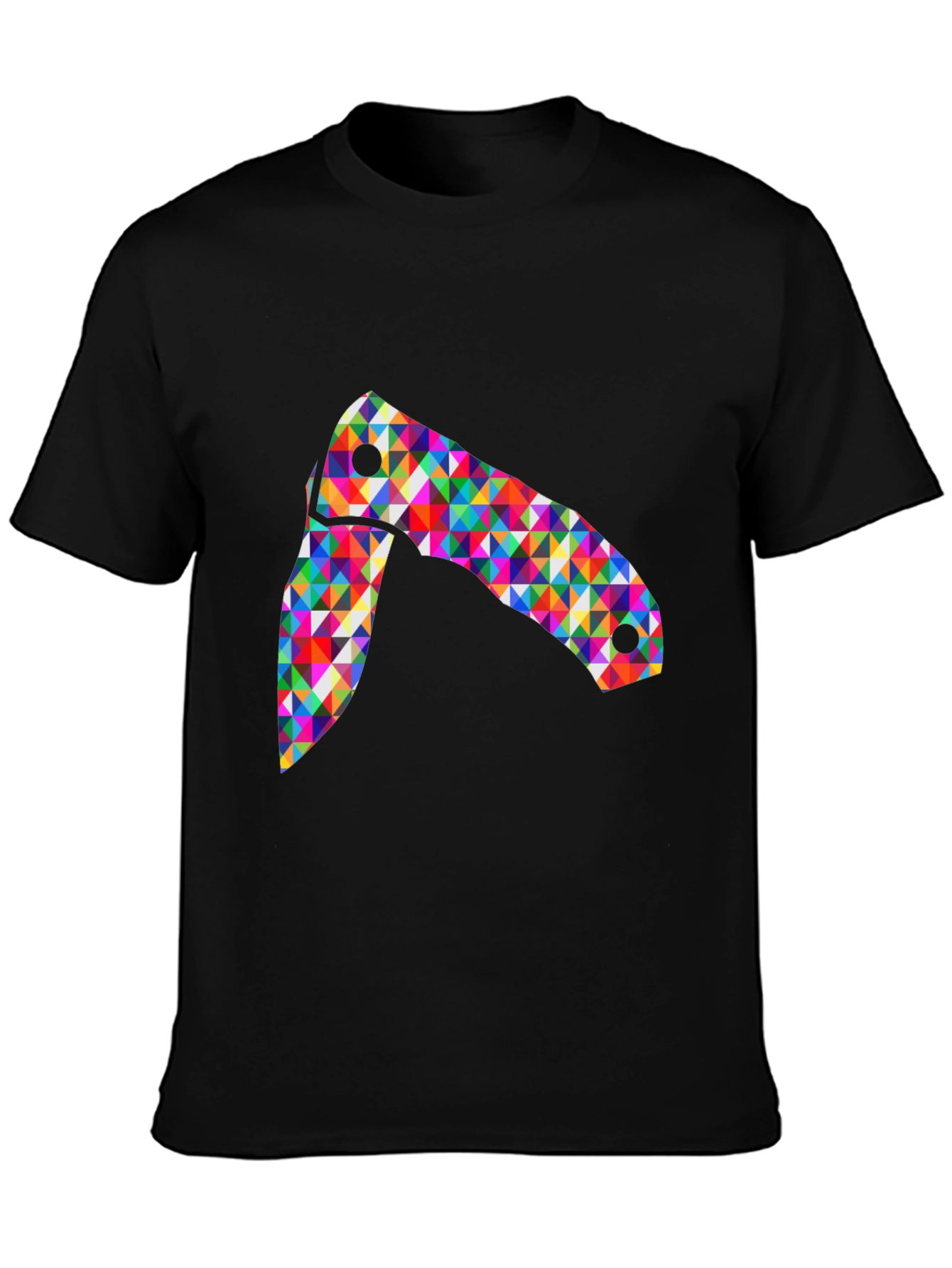 Colorful Knife Graphic Tee - Black Casual Shirt