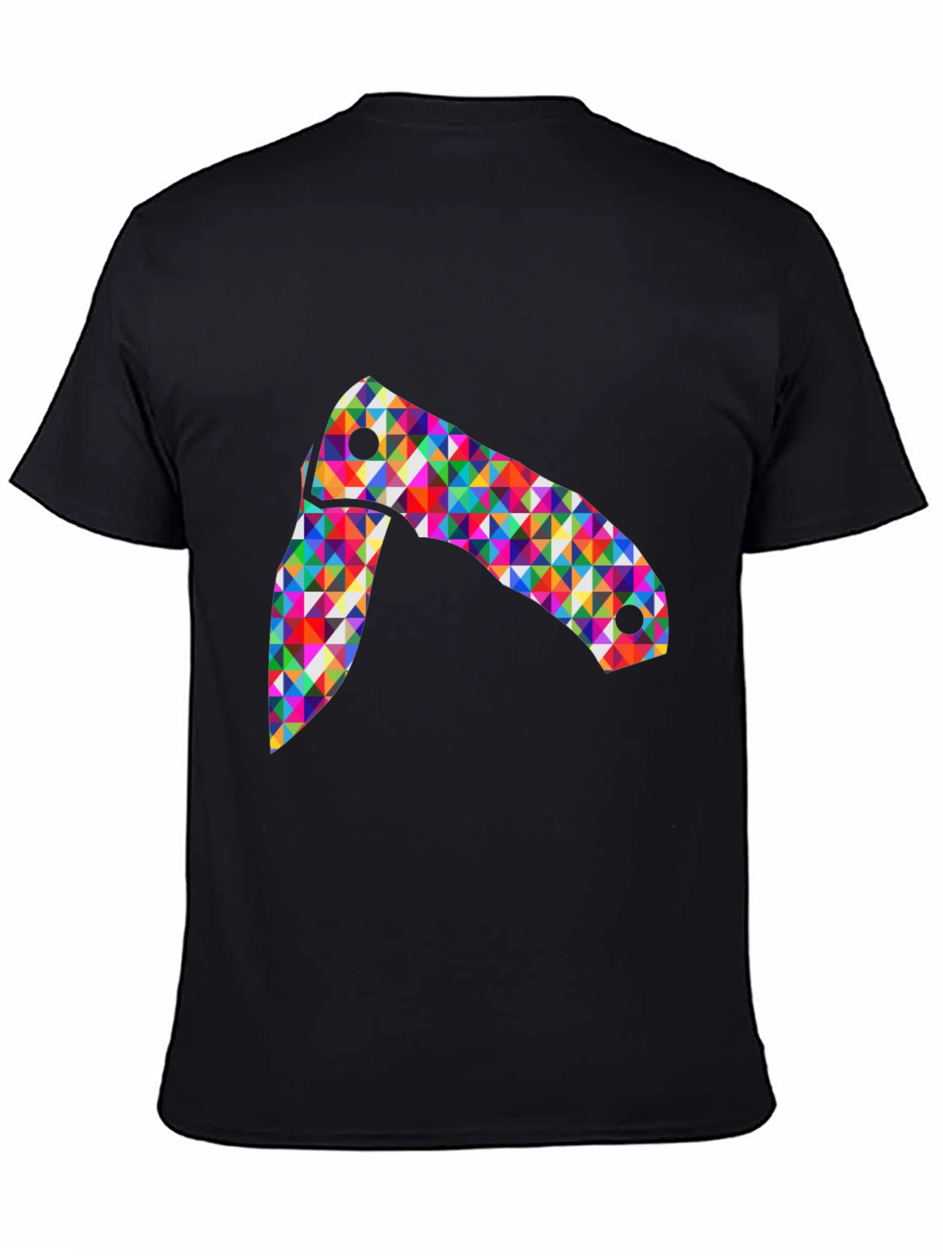 Colorful Knife Graphic Tee - Black Casual Shirt